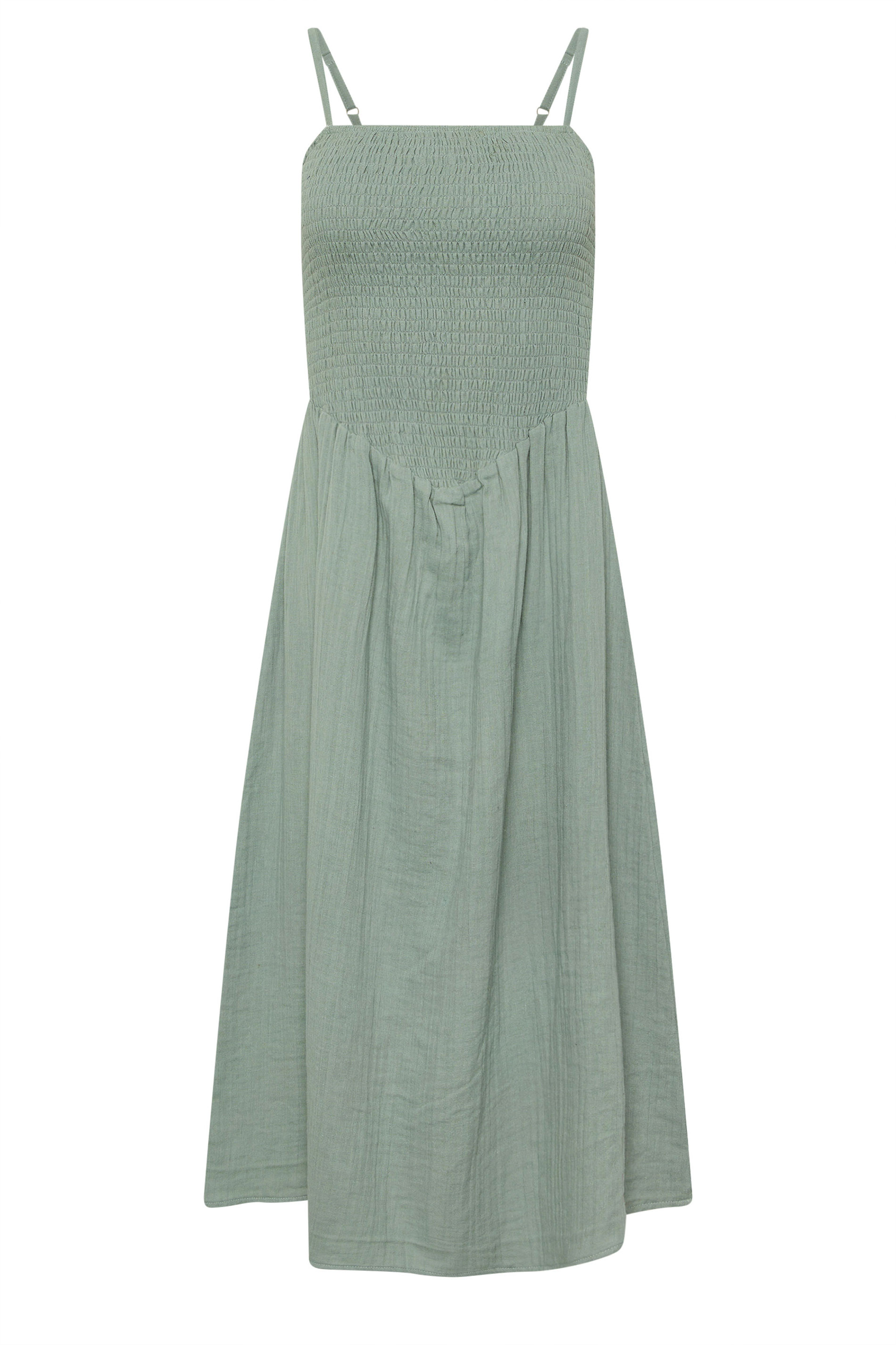 PixieGirl Petite Women's Sage Green Cotton Cheesecloth Midi Dress | PixieGirl 5