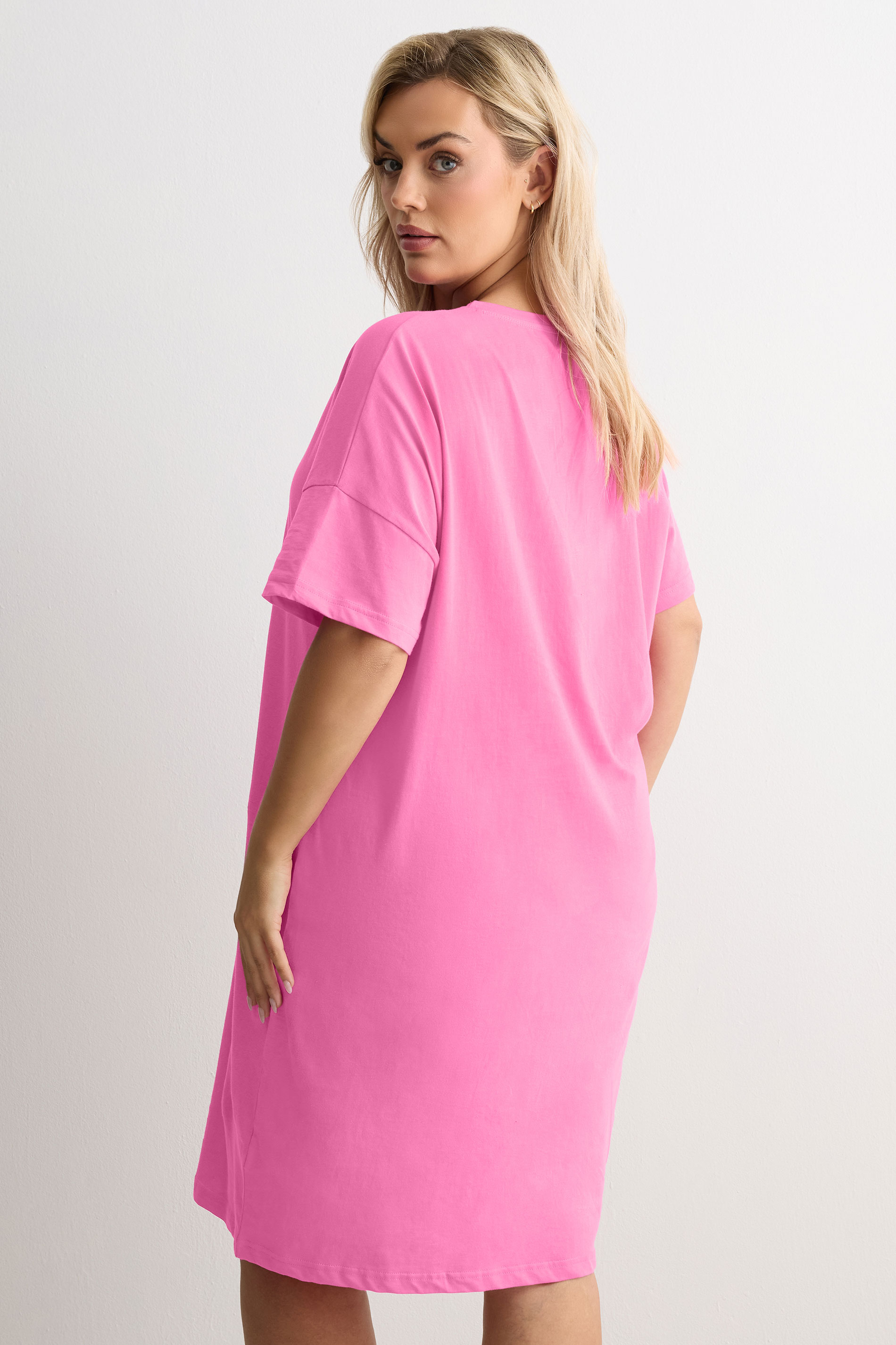 YOURS Plus Size Pink 'Mon Cheri' Sleep Tee Nightdress | Yours Clothing 2