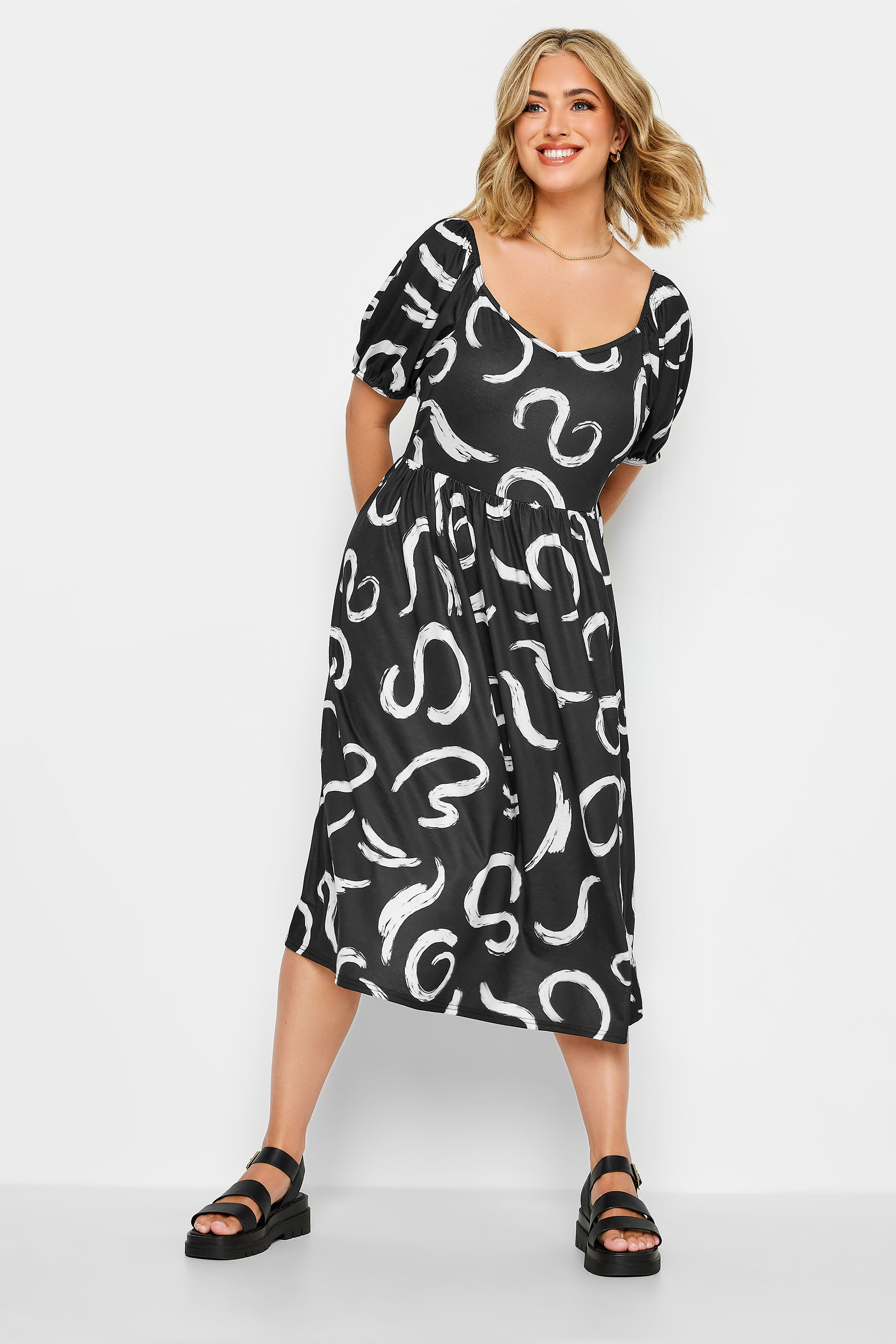 LIMITED COLLECTION Plus Size Black Swirl Print Midaxi Dress | Yours Clothing  2