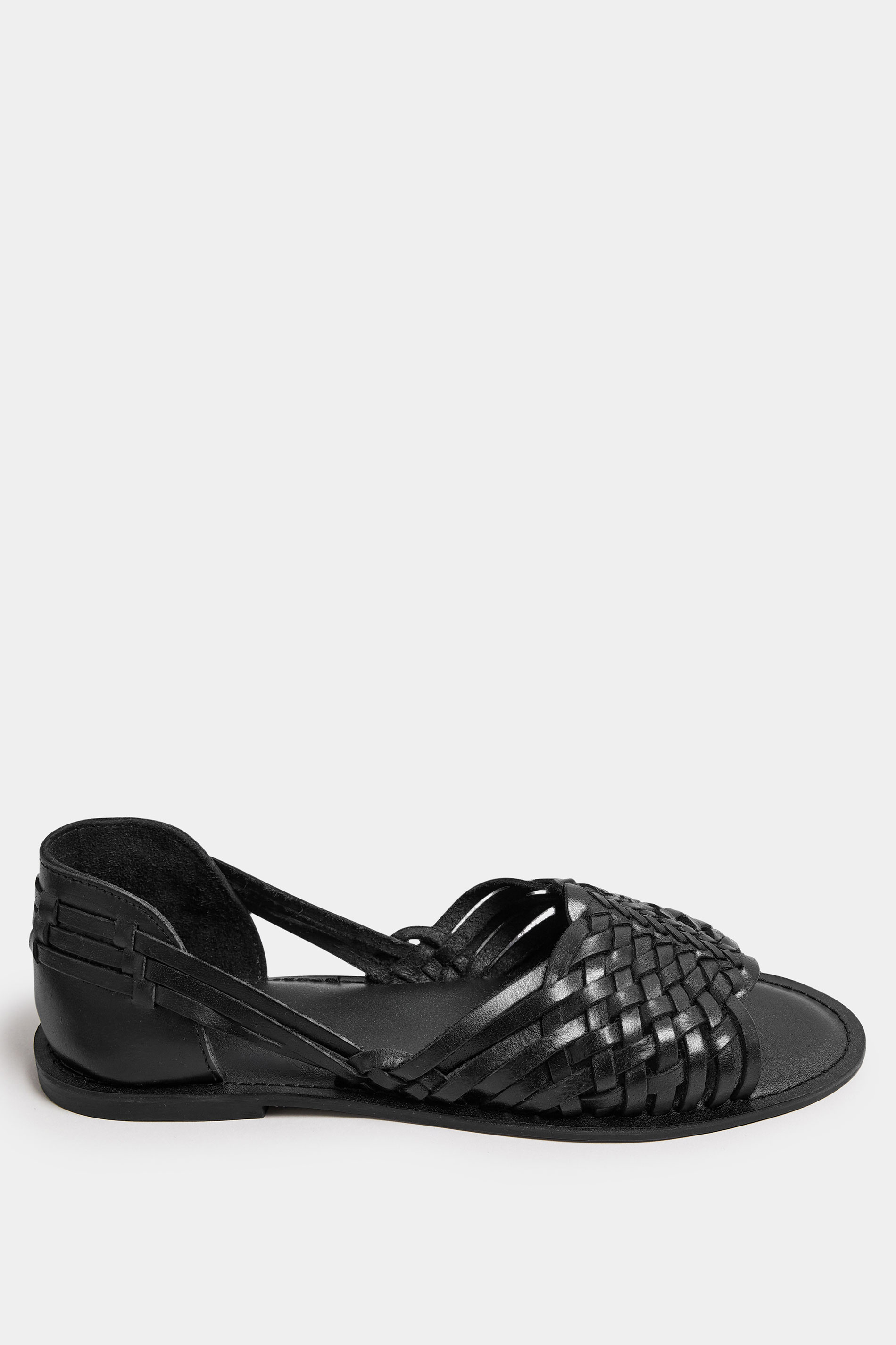 Black Woven Leather Mules In Extra Wide EEE Fit | Yours Clothing 3