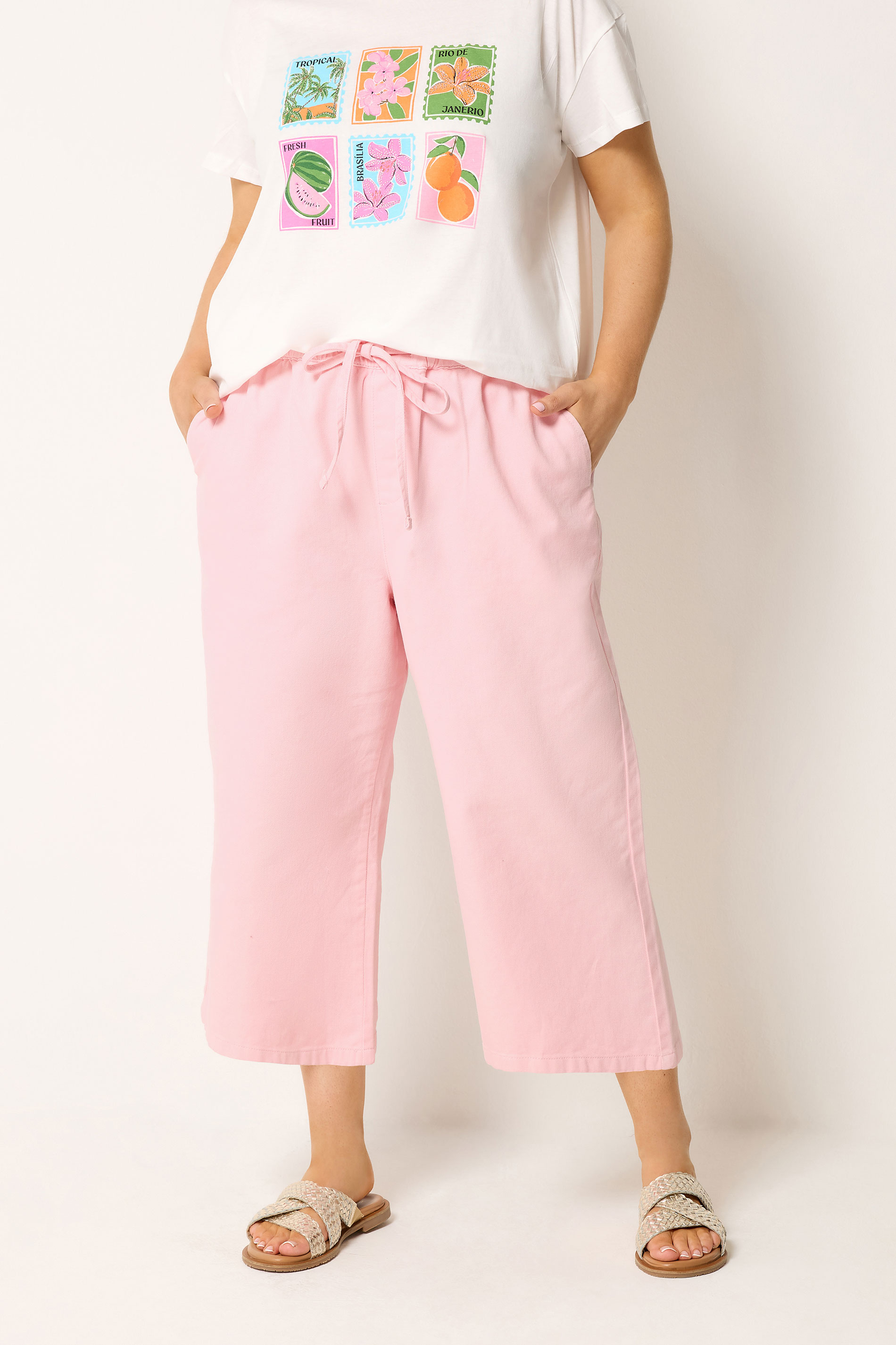 YOURS Plus Size Pink Cropped Jeans | Yours Clothing 3