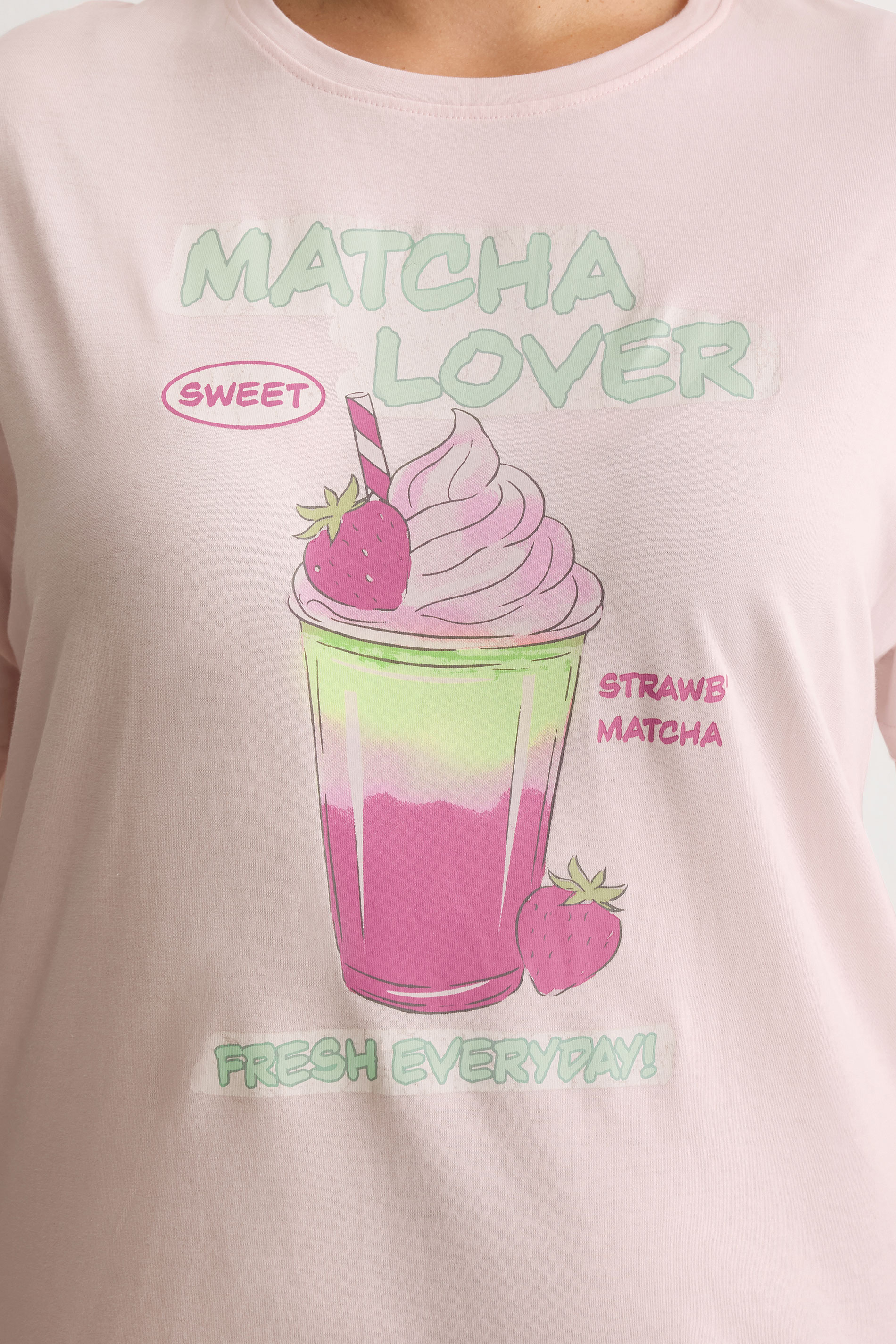 YOURS Plus Size Pink 'Matcha Lover' Sleep Tee Nightdress | Yours Clothing 4