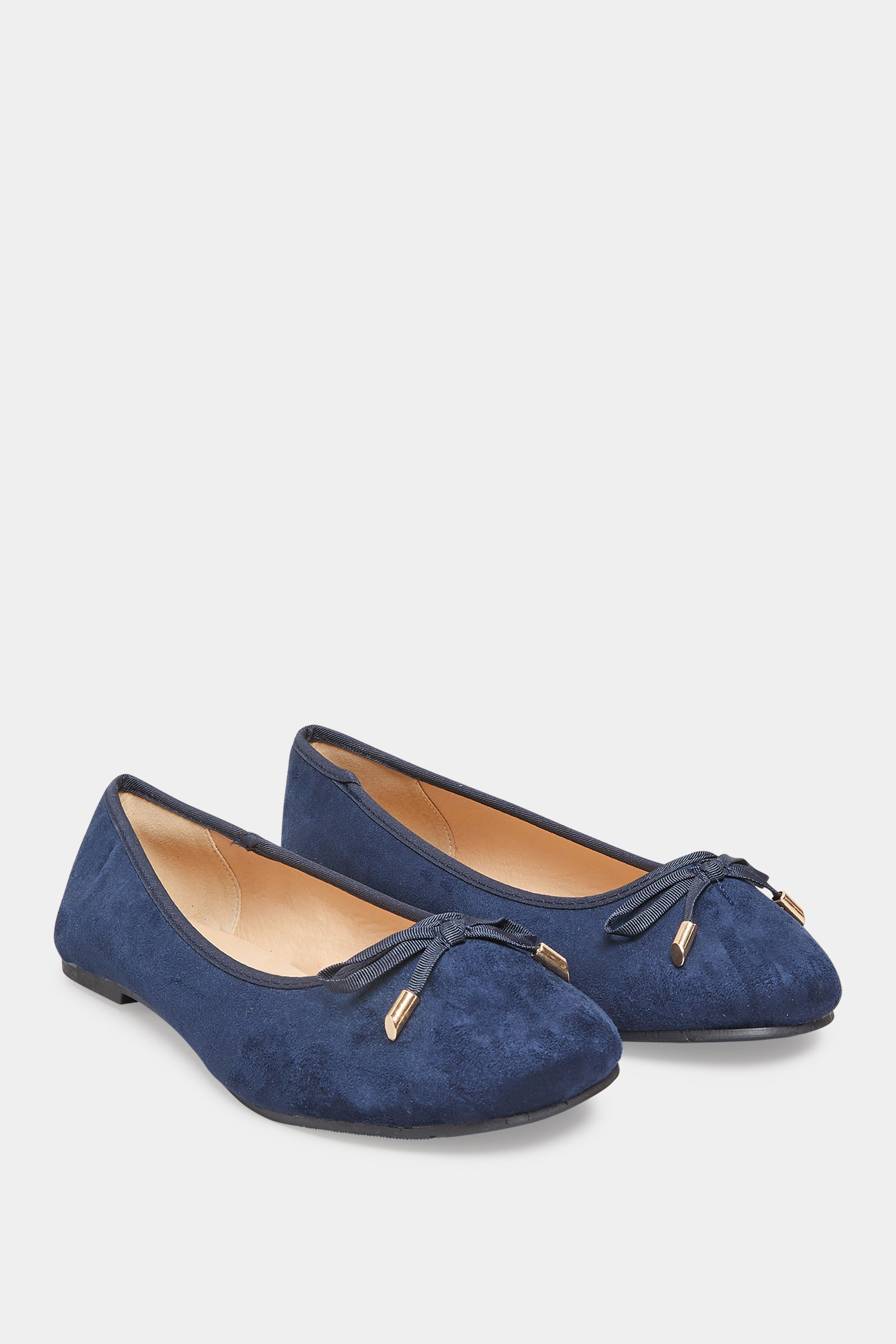 Navy Blue Ballerina Pumps In Wide E Fit & Extra Wide EEE Fit | Yours Clothing 2