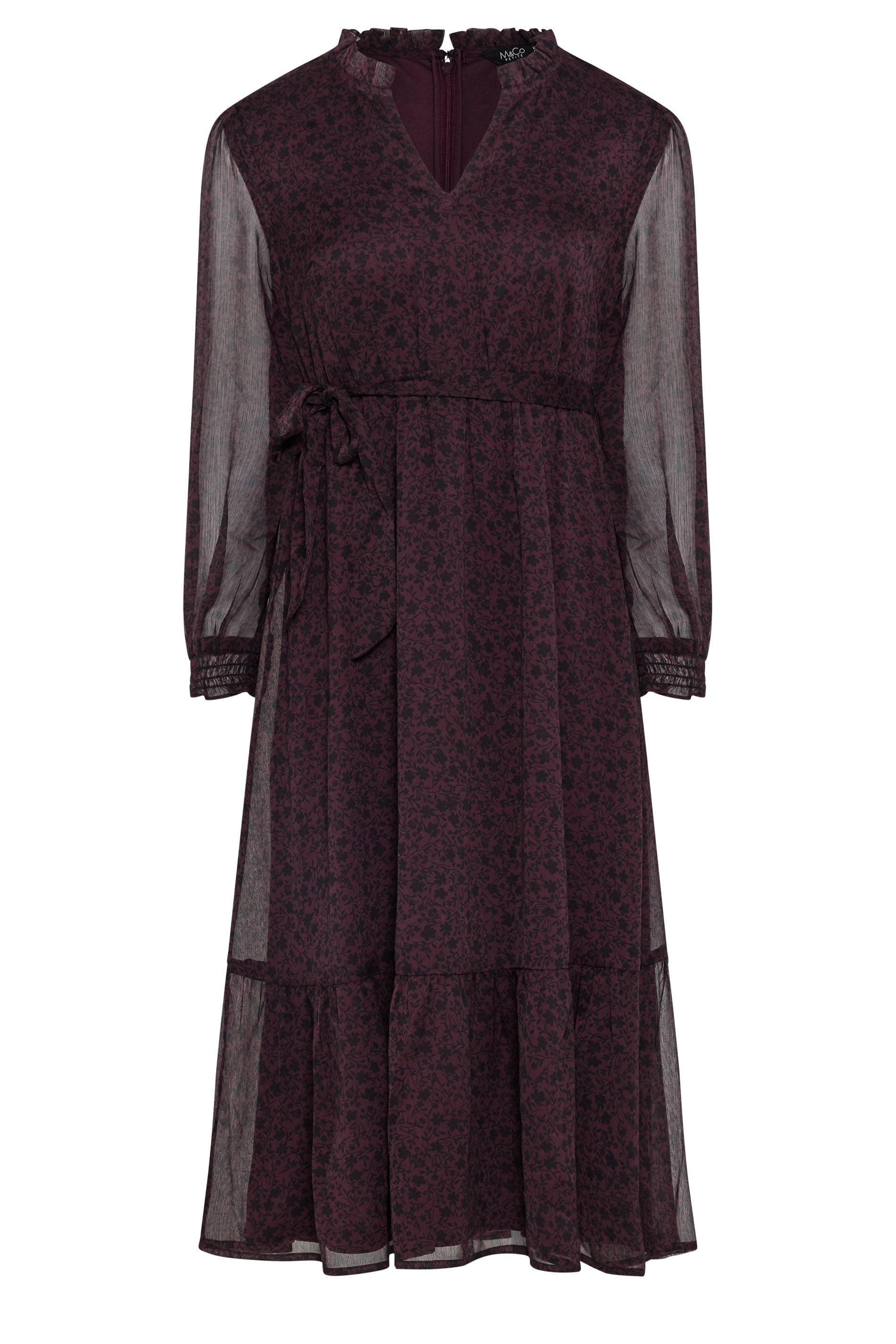 M&Co Petite Purple Ditsy Long Sleeve Midi Dress | M&Co  5