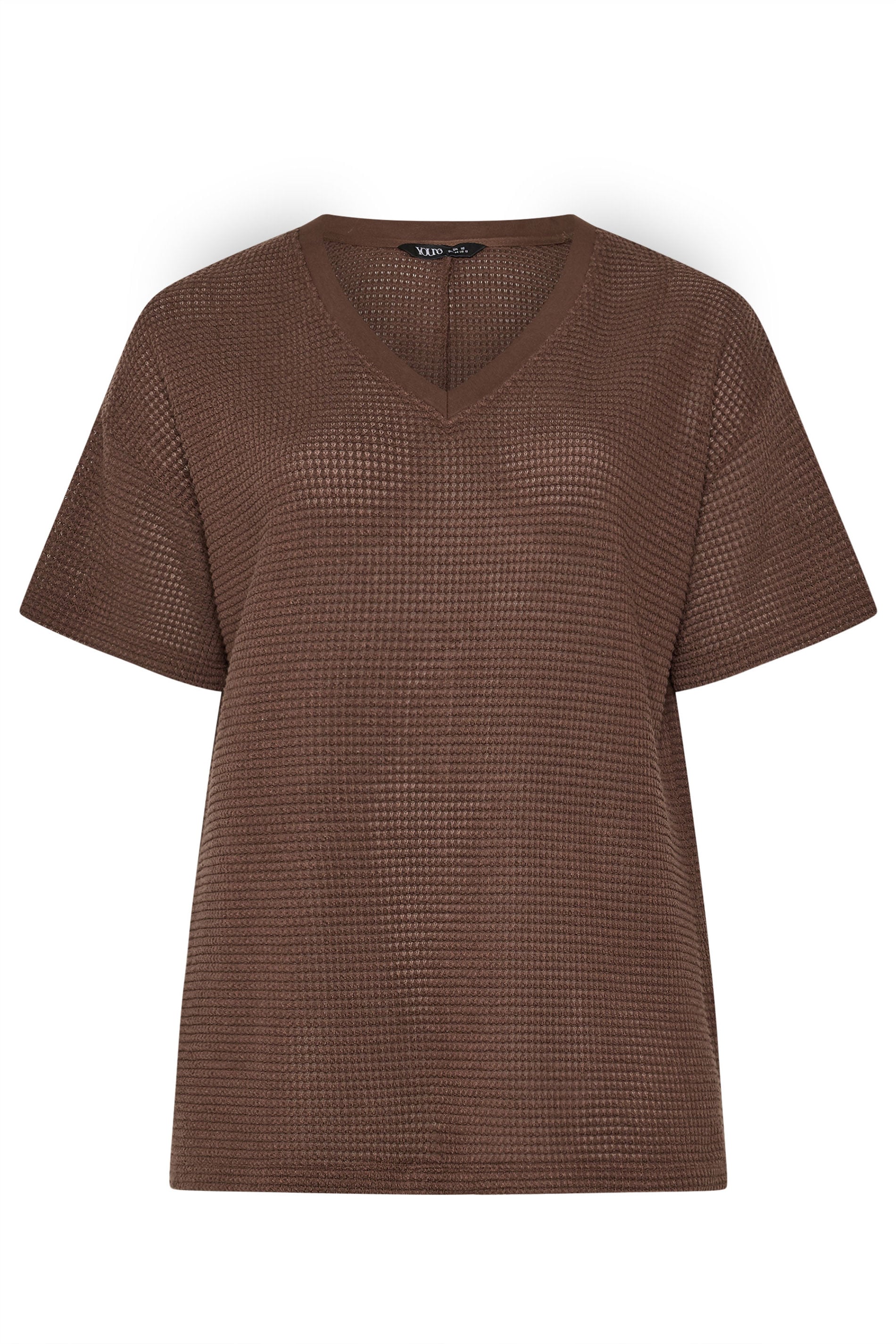 YOURS Plus Size Chocolate Brown Boxy Knitted T-Shirt | Yours Clothing 6