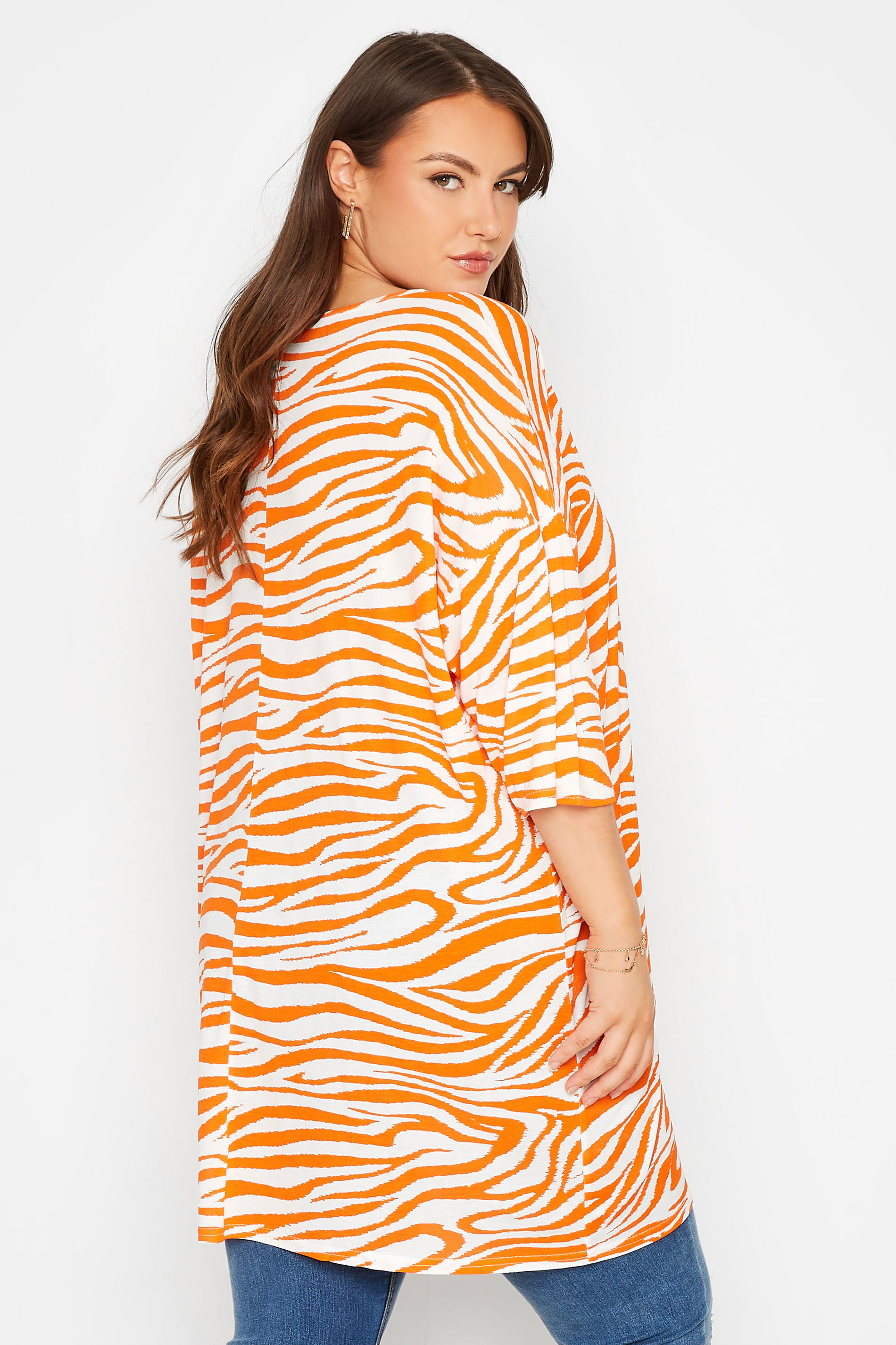 Plus Size Orange Zebra Print Oversized T-Shirt | Yours Clothing 3