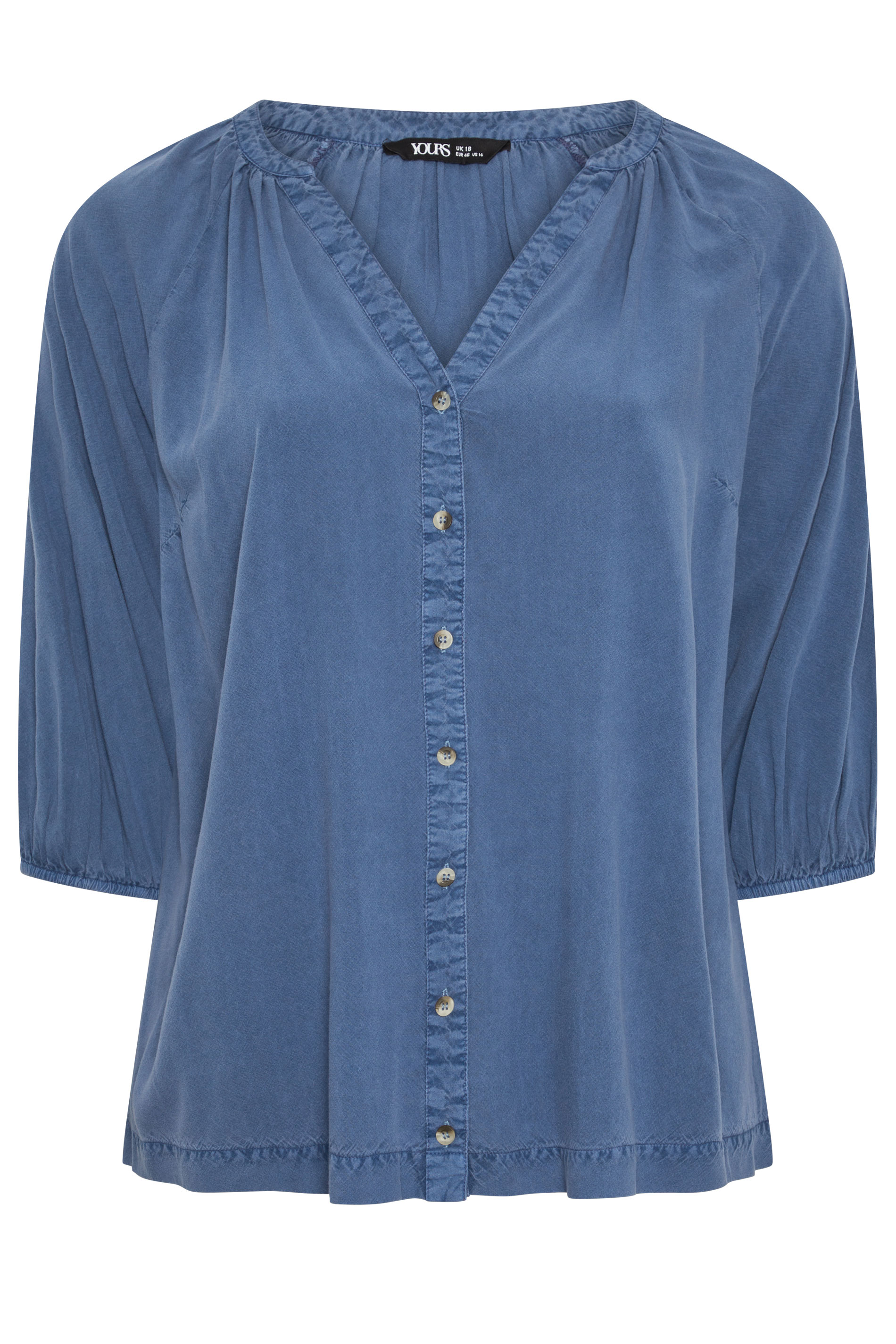 YOURS Plus Size Blue Chambray Blouse | Yours Clothing 5