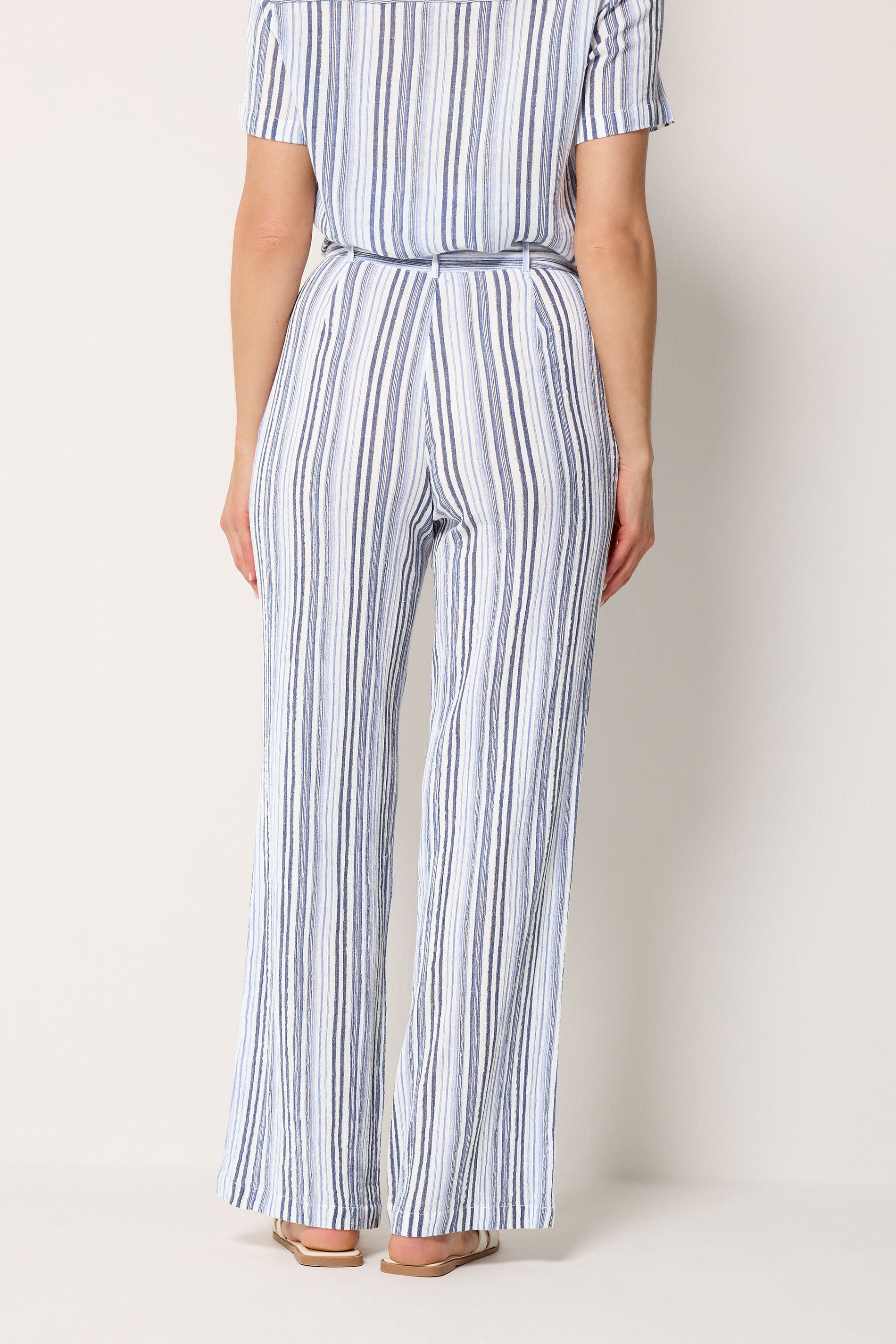 LTS Tall Women's Blue & White Stripe Wide Leg Trousers | Long Tall Sally 2