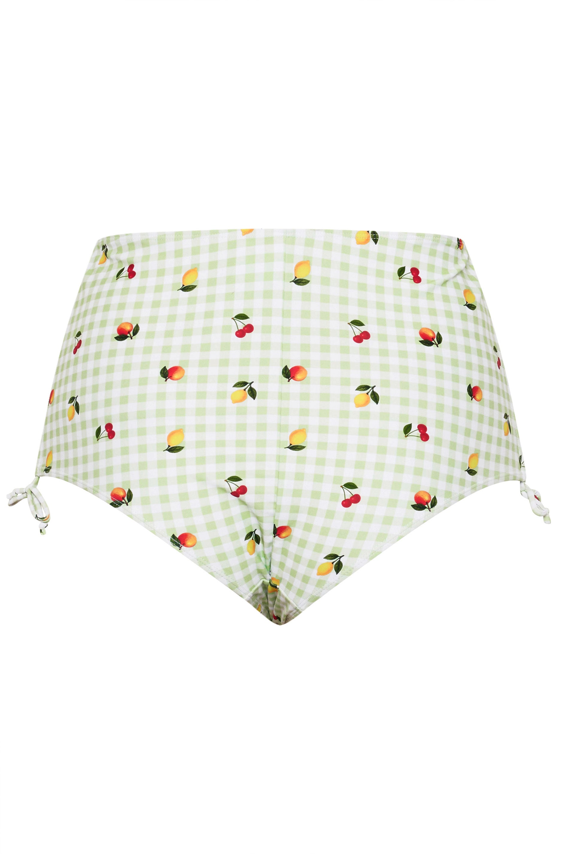YOURS Plus Size Green Gingham Fruit Print Super High Waist Bikini Brief | Yours Clothing 7