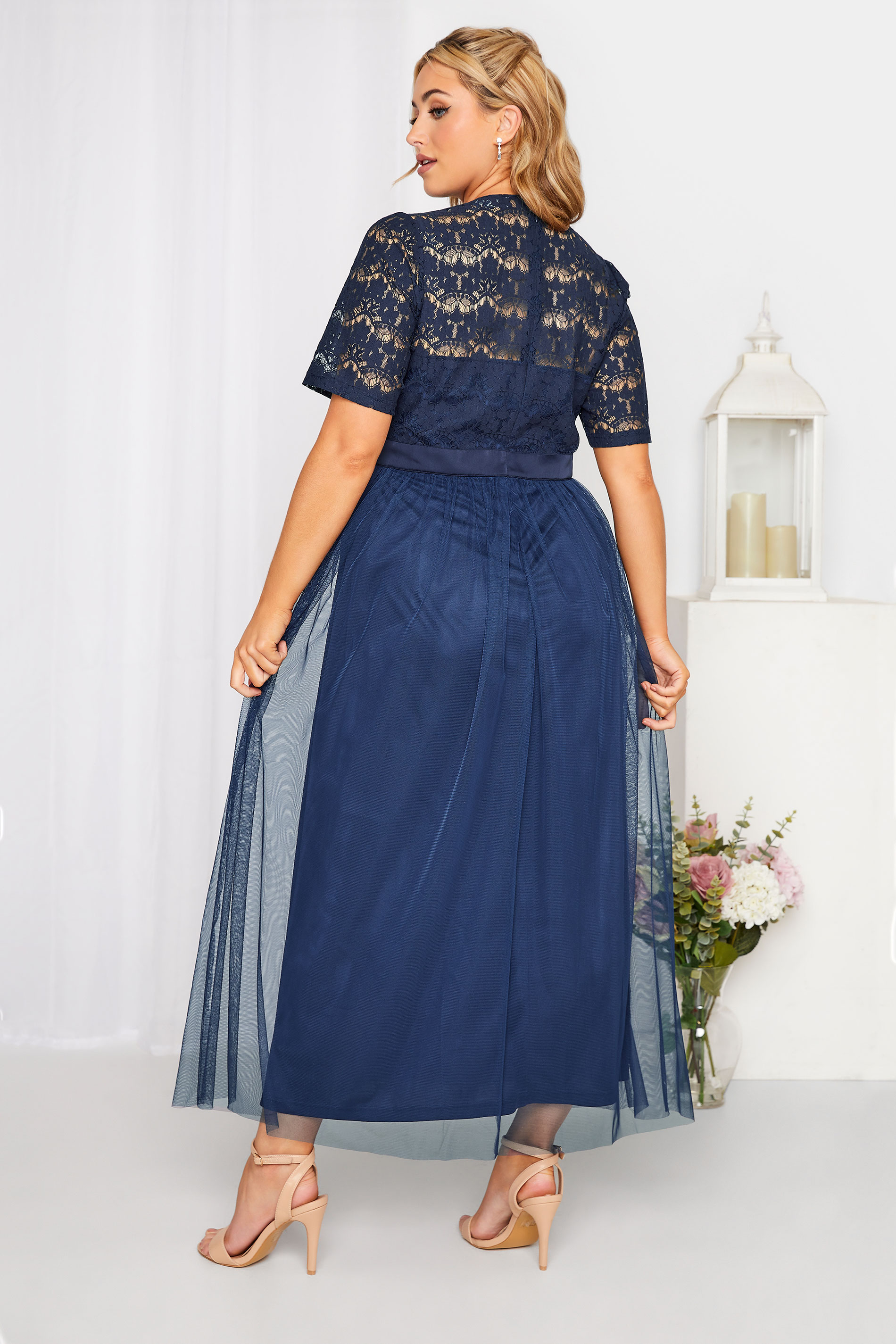 Plus Size YOURS LONDON Curve Navy Blue Lace Bridesmaid Maxi Dress | Yours Clothing  3
