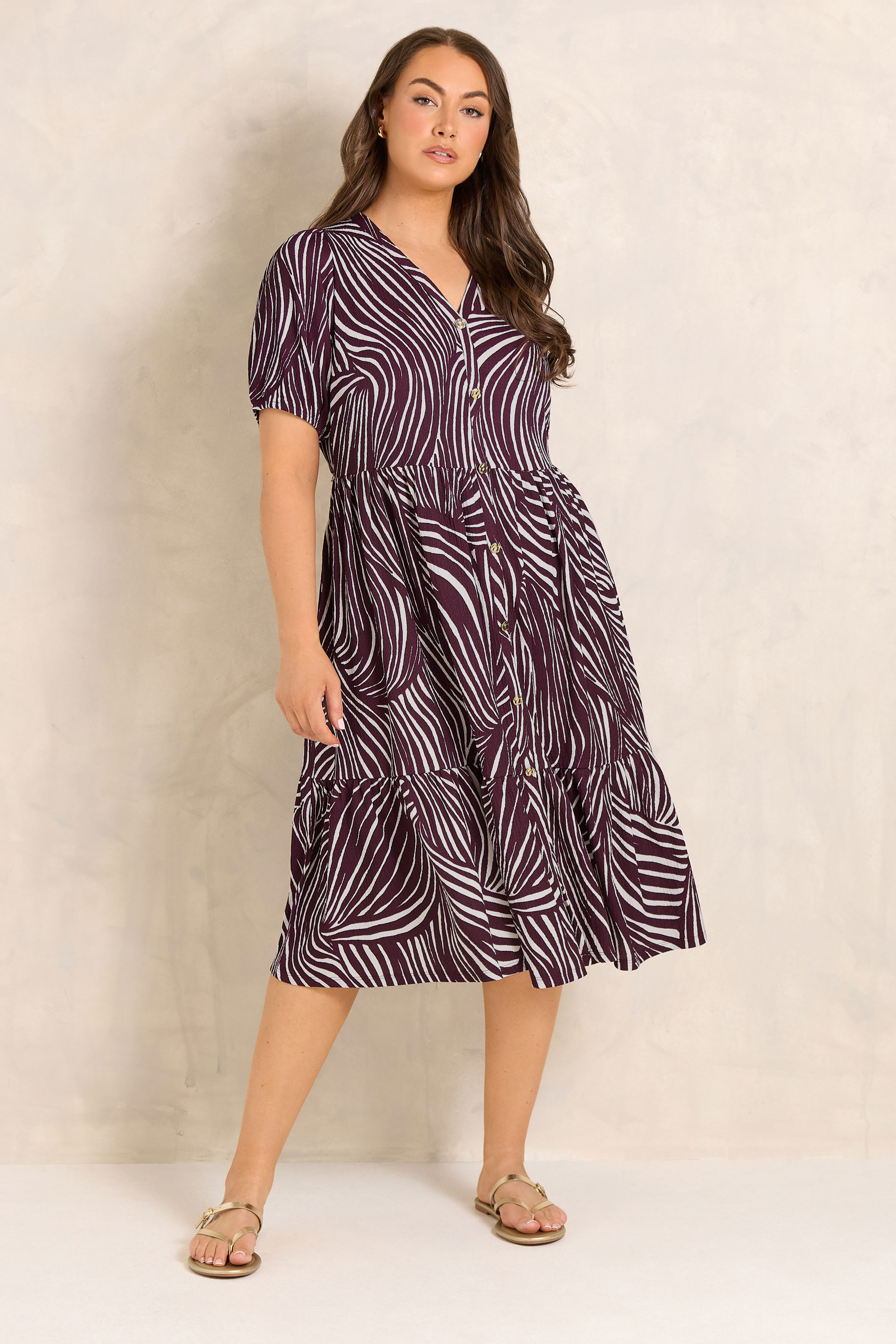 EVANS Plus Size Berry Red Button Through Dress | Evans 1