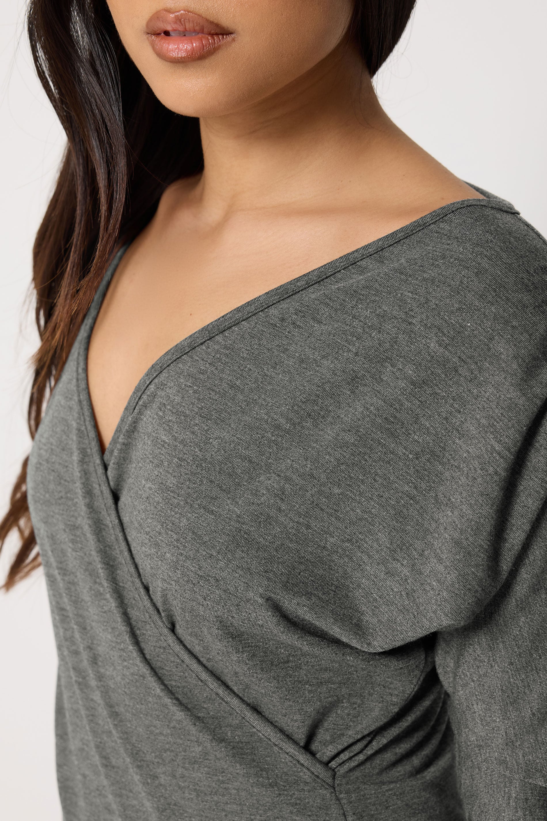 PixieGirl Petite Women's Charcoal Grey Wrap Top | PixieGirl 5
