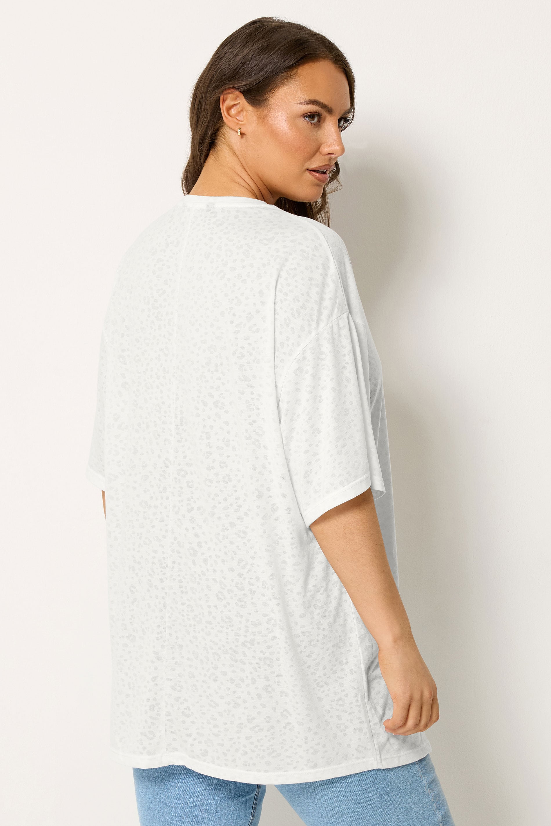 YOURS Plus Size White Animal Burnout T-Shirt | Yours Clothing 2