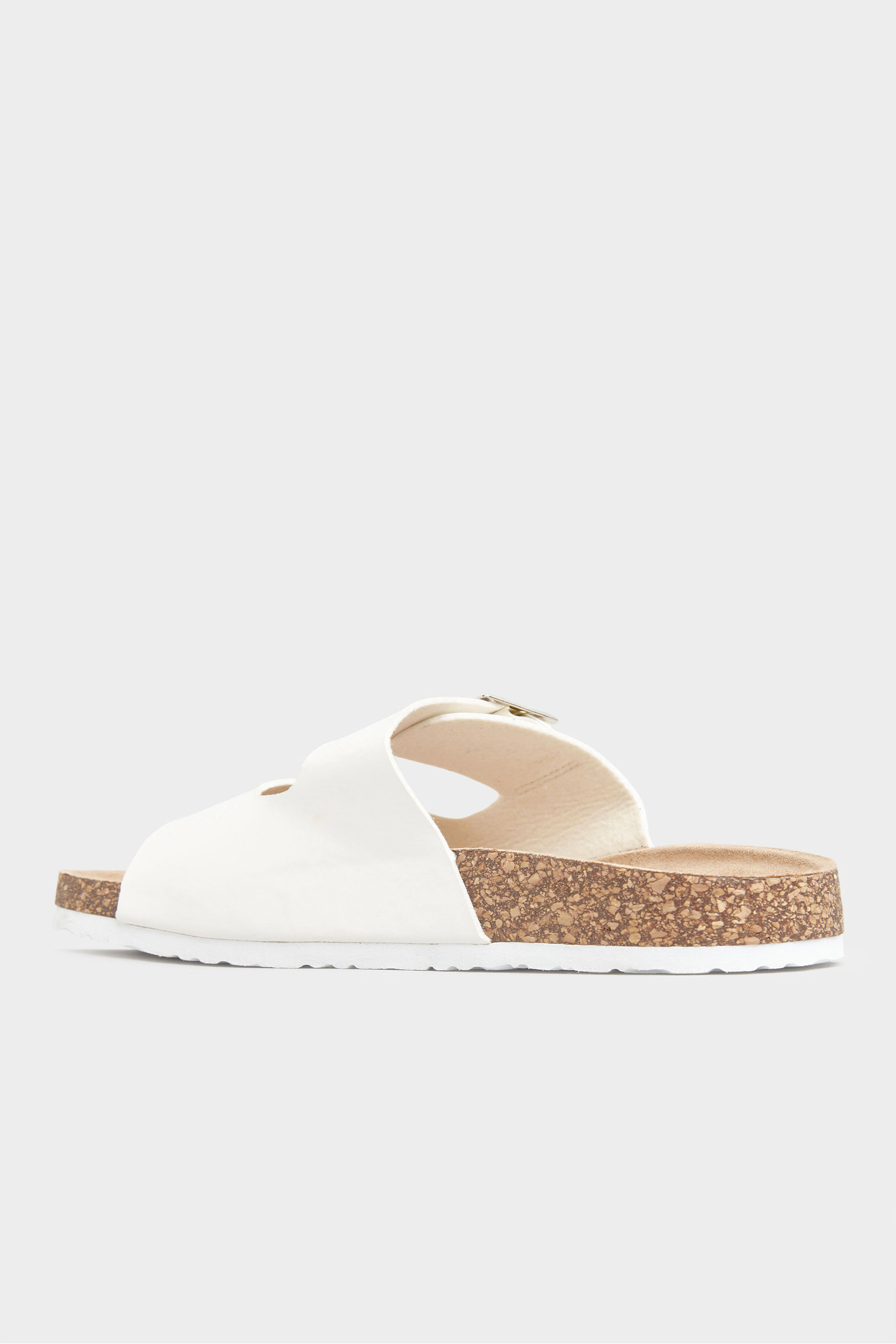 White Buckle Strap Footbed Sandals In Extra Wide EEE Fit | Long Tall Sally