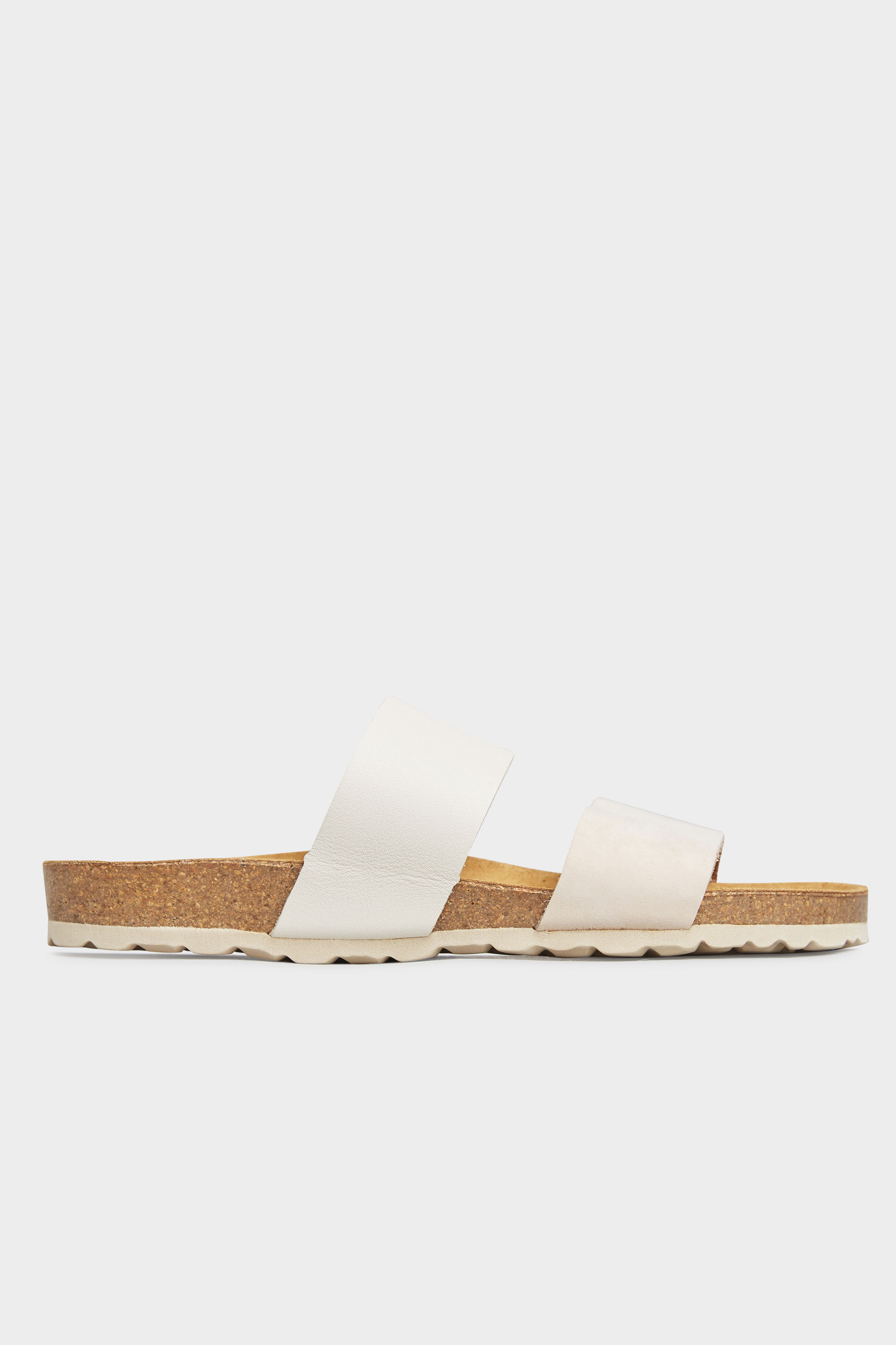 Off-White Leather Two Strap Footbed Sandals | Long Tall Sally 3