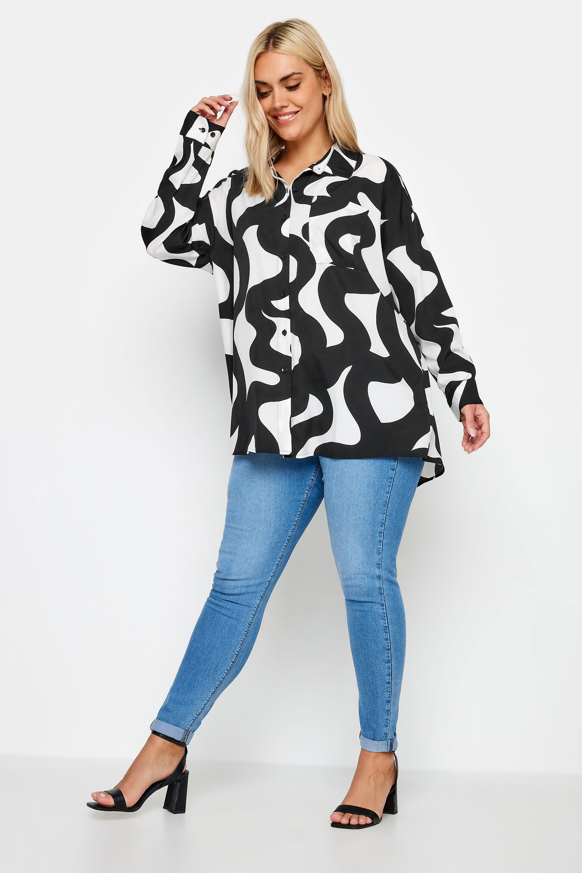 YOURS Plus Size Black Swirl Print Shirt  | Yours Clothing 2