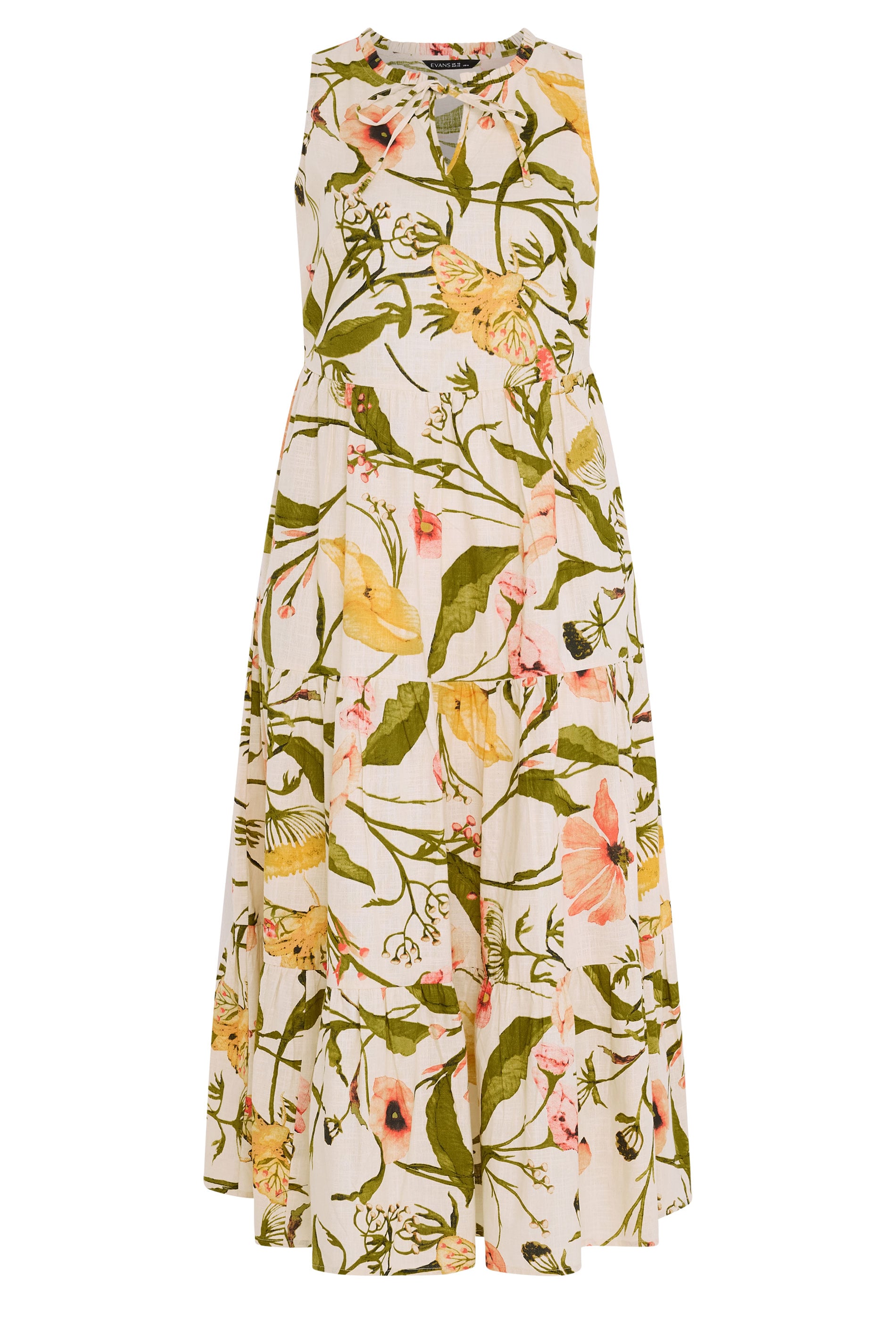 EVANS Plus Size Natural Floral Print Cotton Sundress | Evans 5