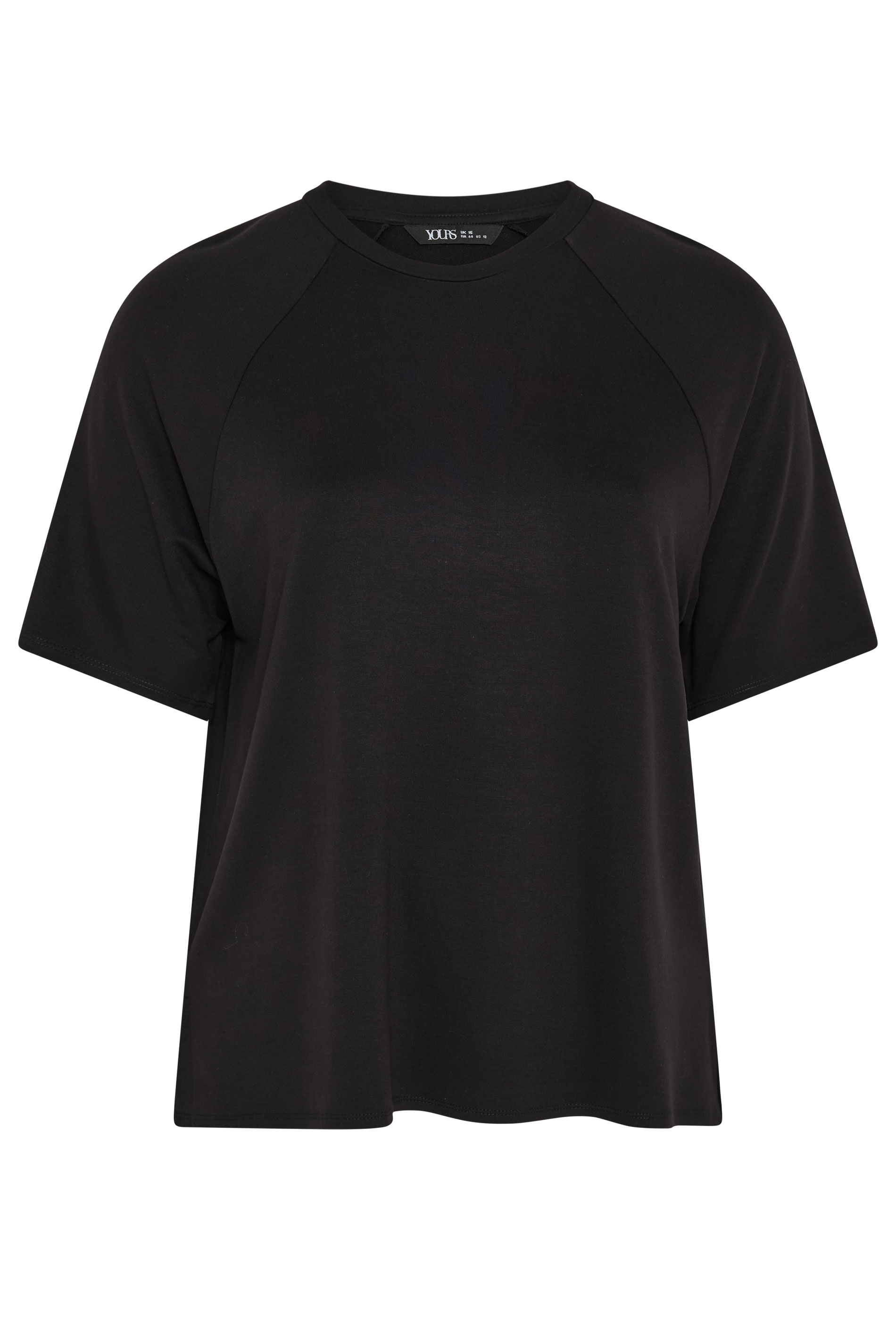 YOURS Plus Size Black Soft Touch Raglan T-Shirt 5