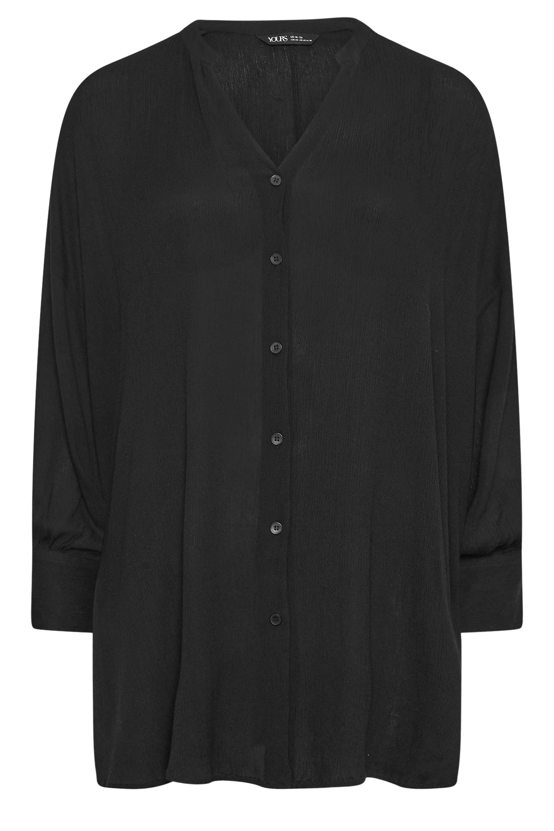 YOURS Plus Size Black Button Up Beach Shirt | Yours Clothing