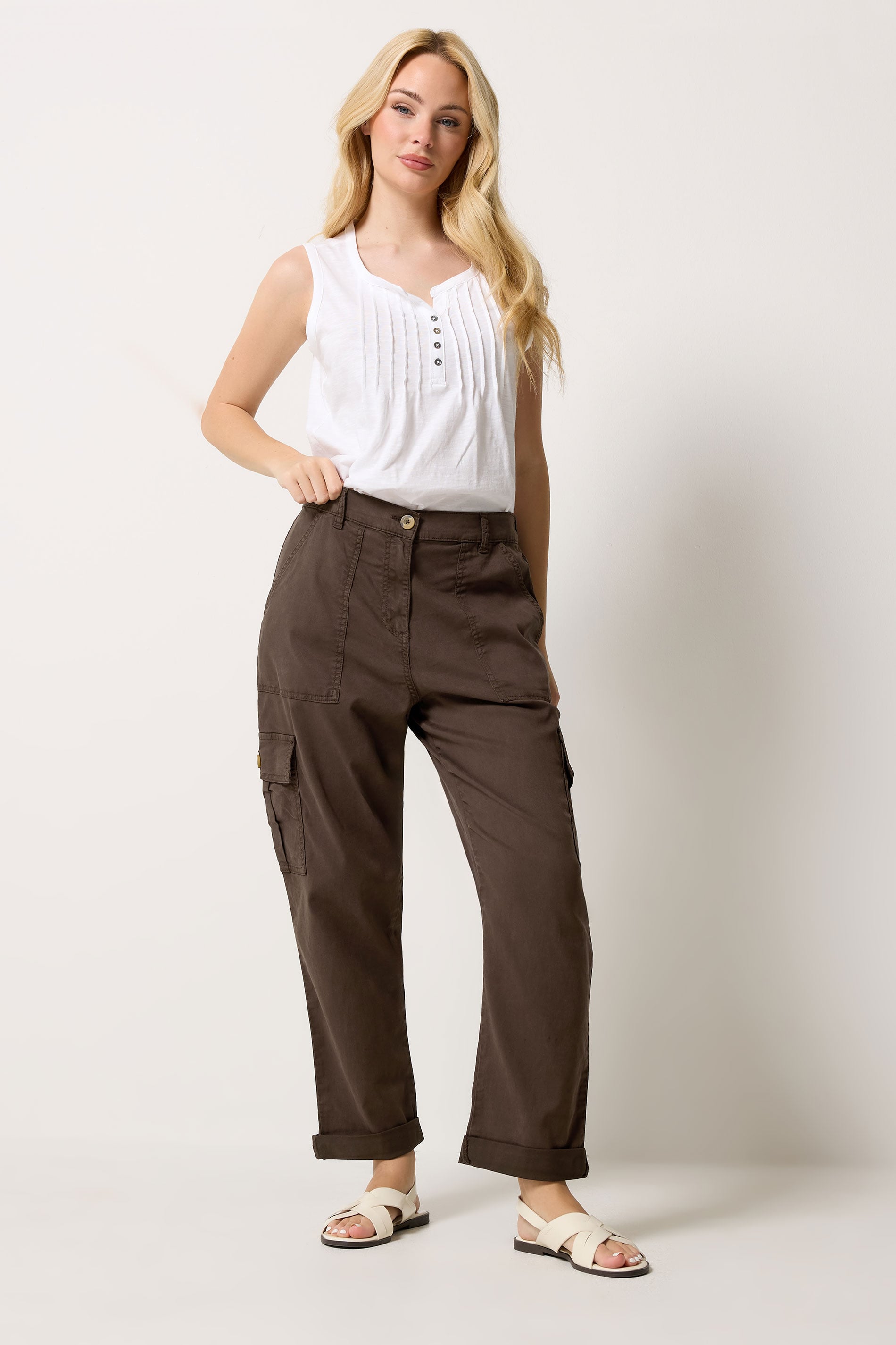 M&Co Chocolate Brown Cargo Trousers | M&Co 1