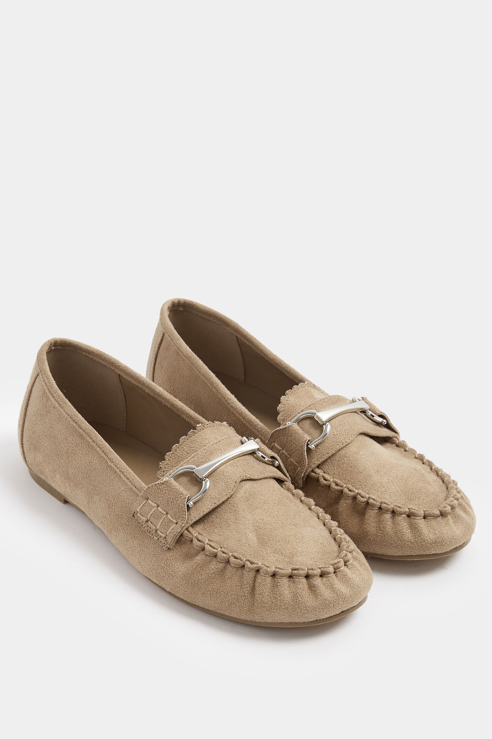 Natural Brown Faux Suede Loafers In Wide E Fit | Yours Clothing 3