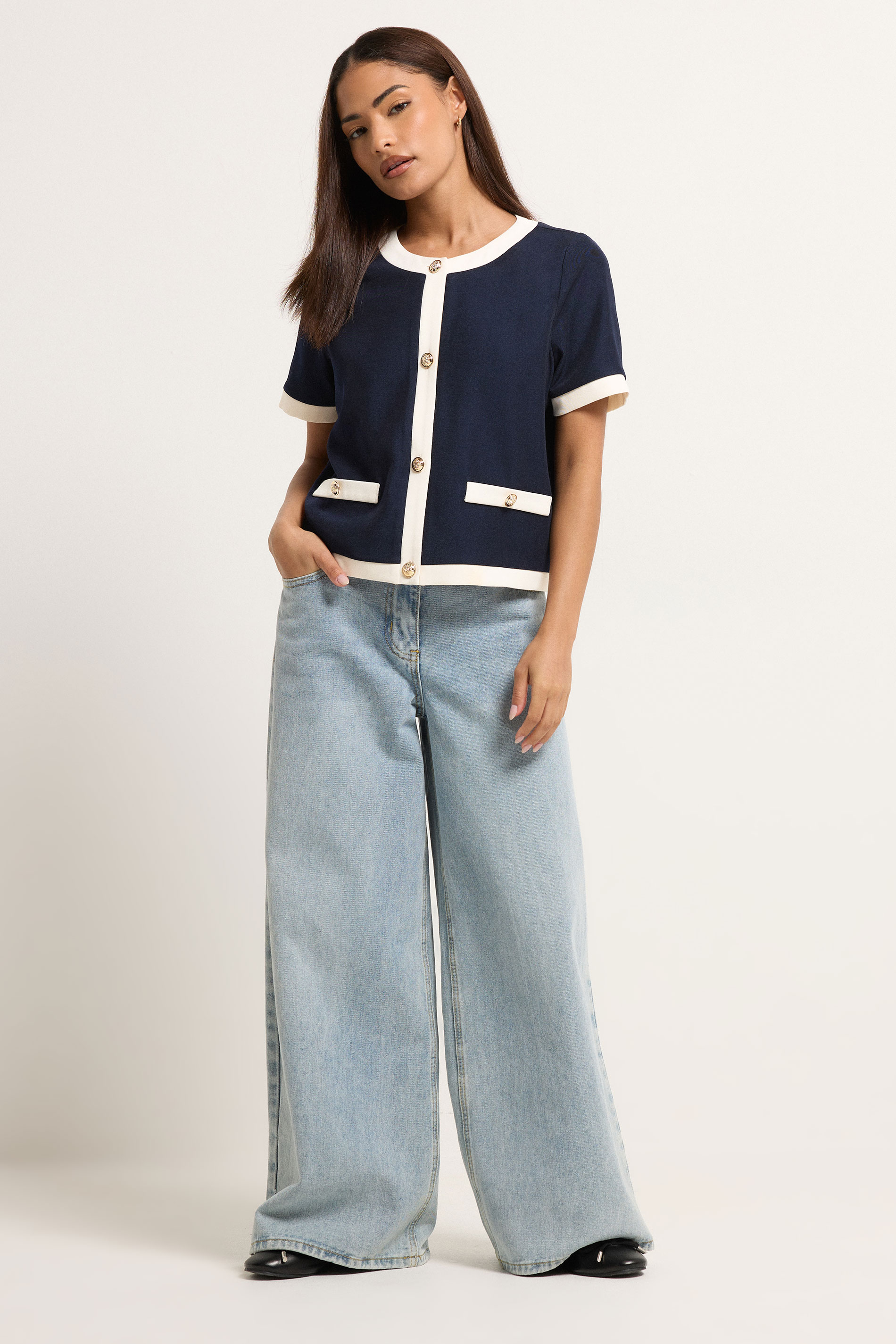 PixieGirl Petite Women's Navy Blue Short Sleeve Top | PixieGirl 2