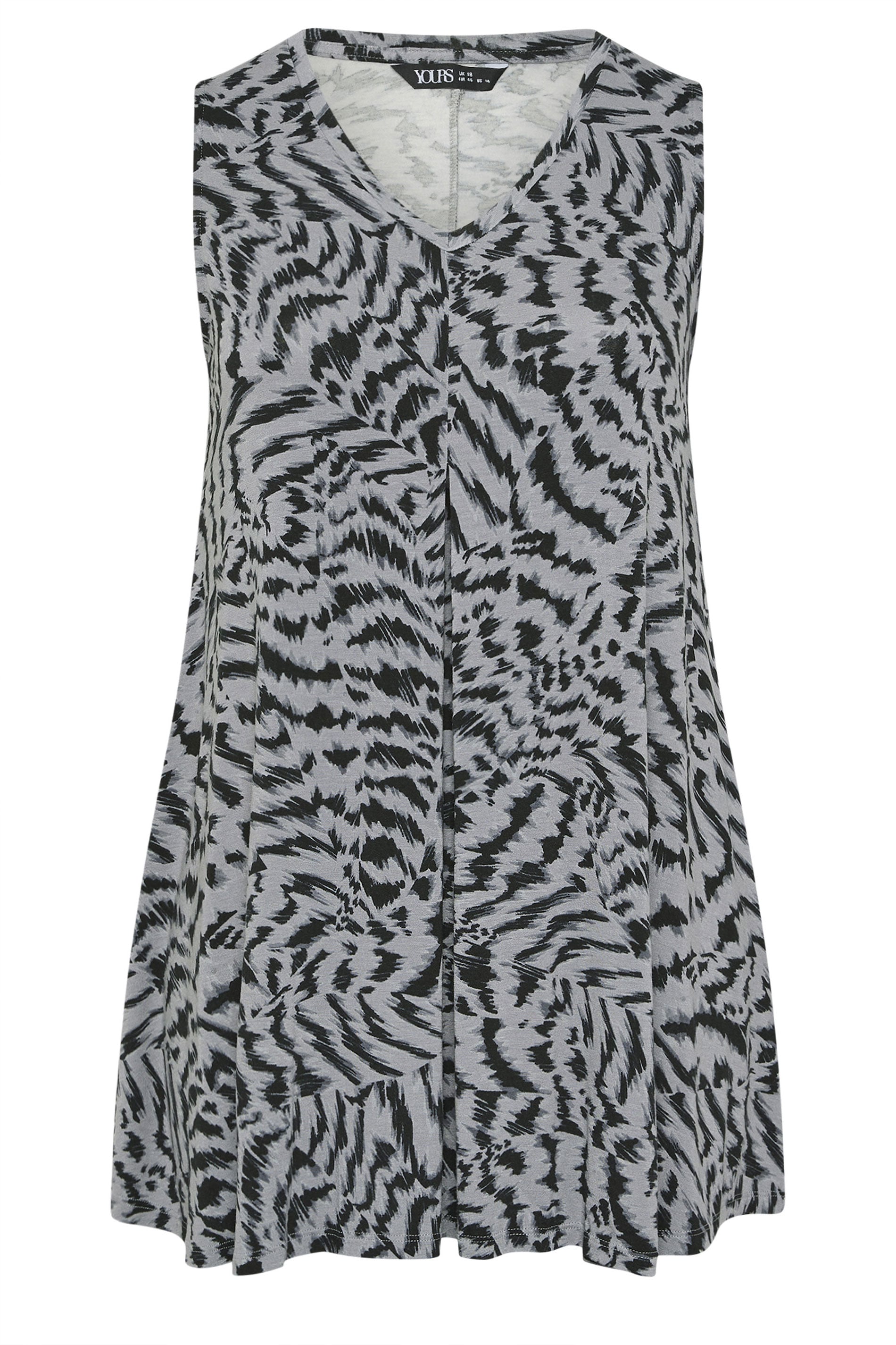YOURS Plus Size Grey Abstract Animal Front Vest Top | Yours Clothing 5