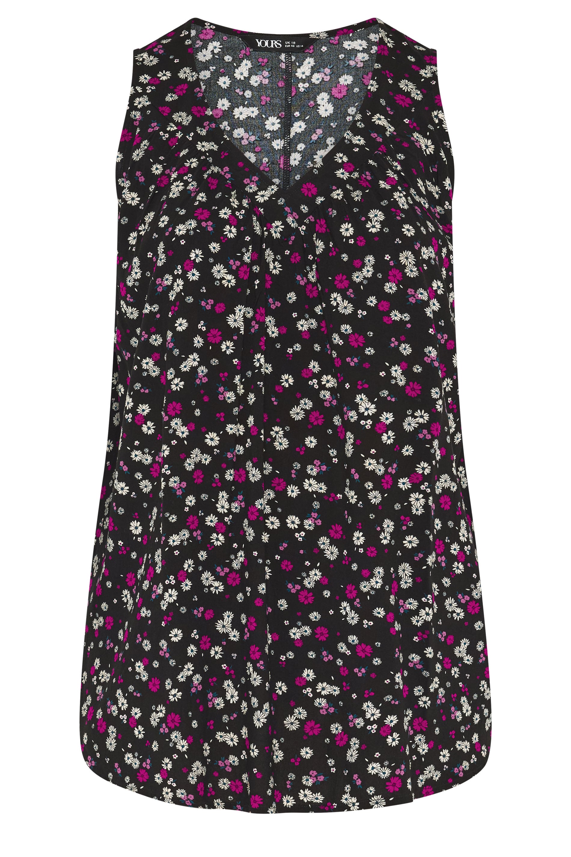 YOURS Plus Size Black Daisy Print Vest Top | Yours Clothing 5