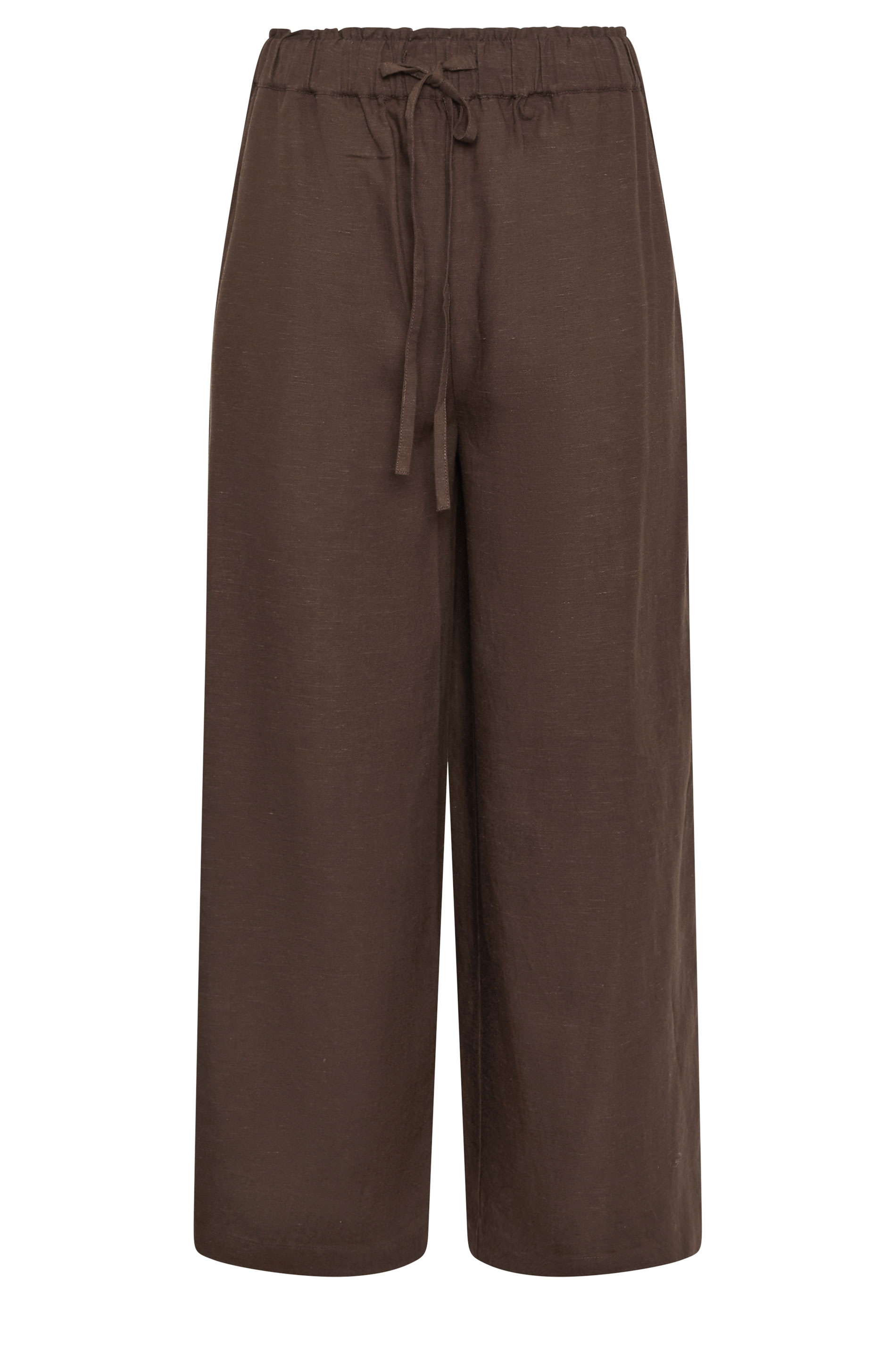 LTS Tall Women's Chocolate Brown Linen Cropped Wide Leg Trousers | Long Tall Sally 5