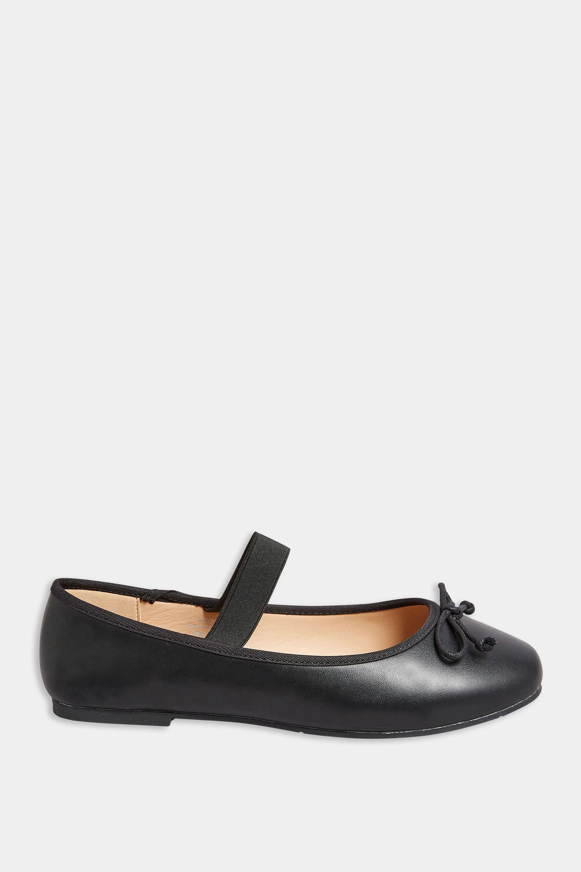 Black Mary Jane Ballerina Pumps In Wide E Fit & Extra Wide EEE Fit | Yours Clothing 3