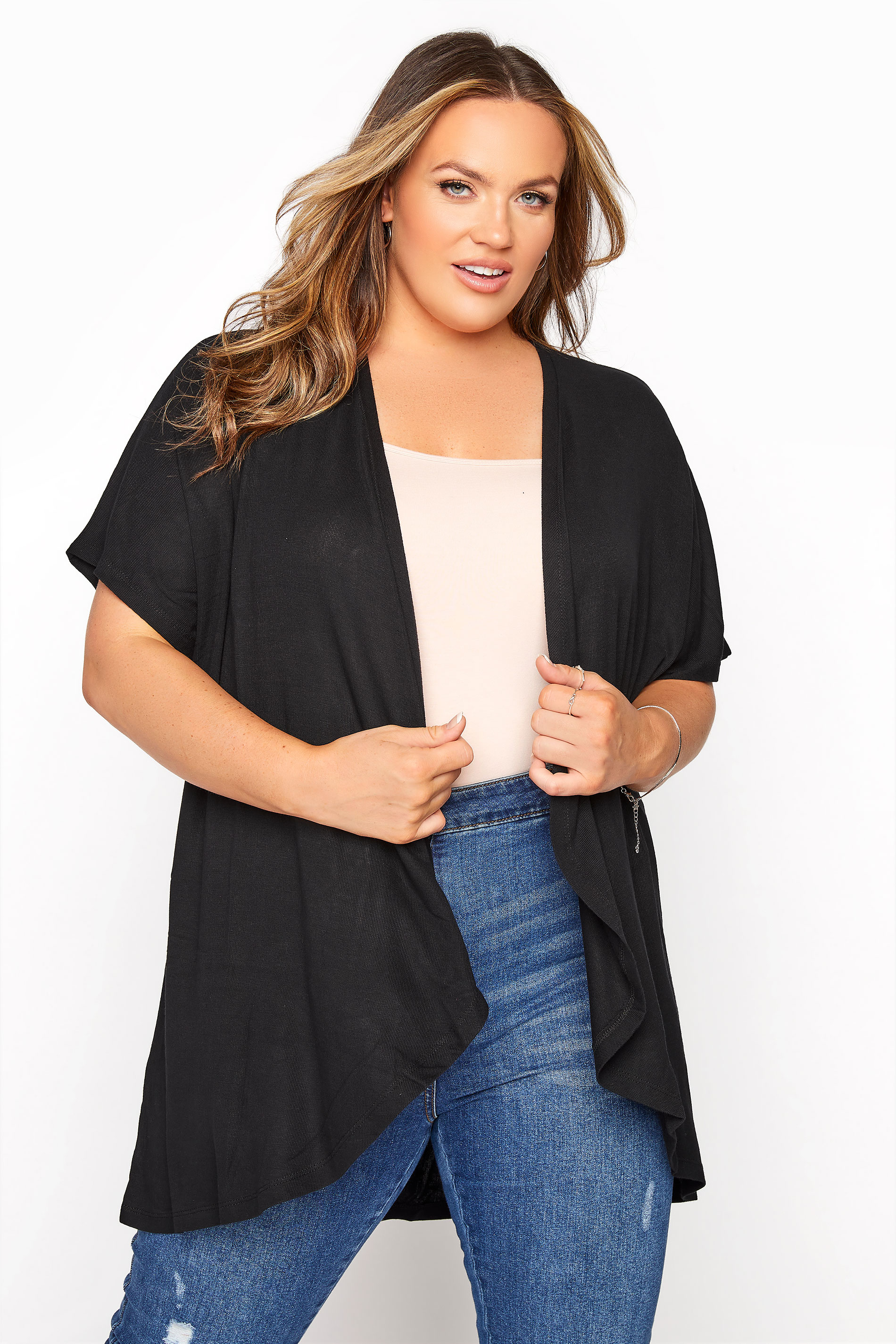 Plus Size Black Waterfall Cardigan | Yours Clothing