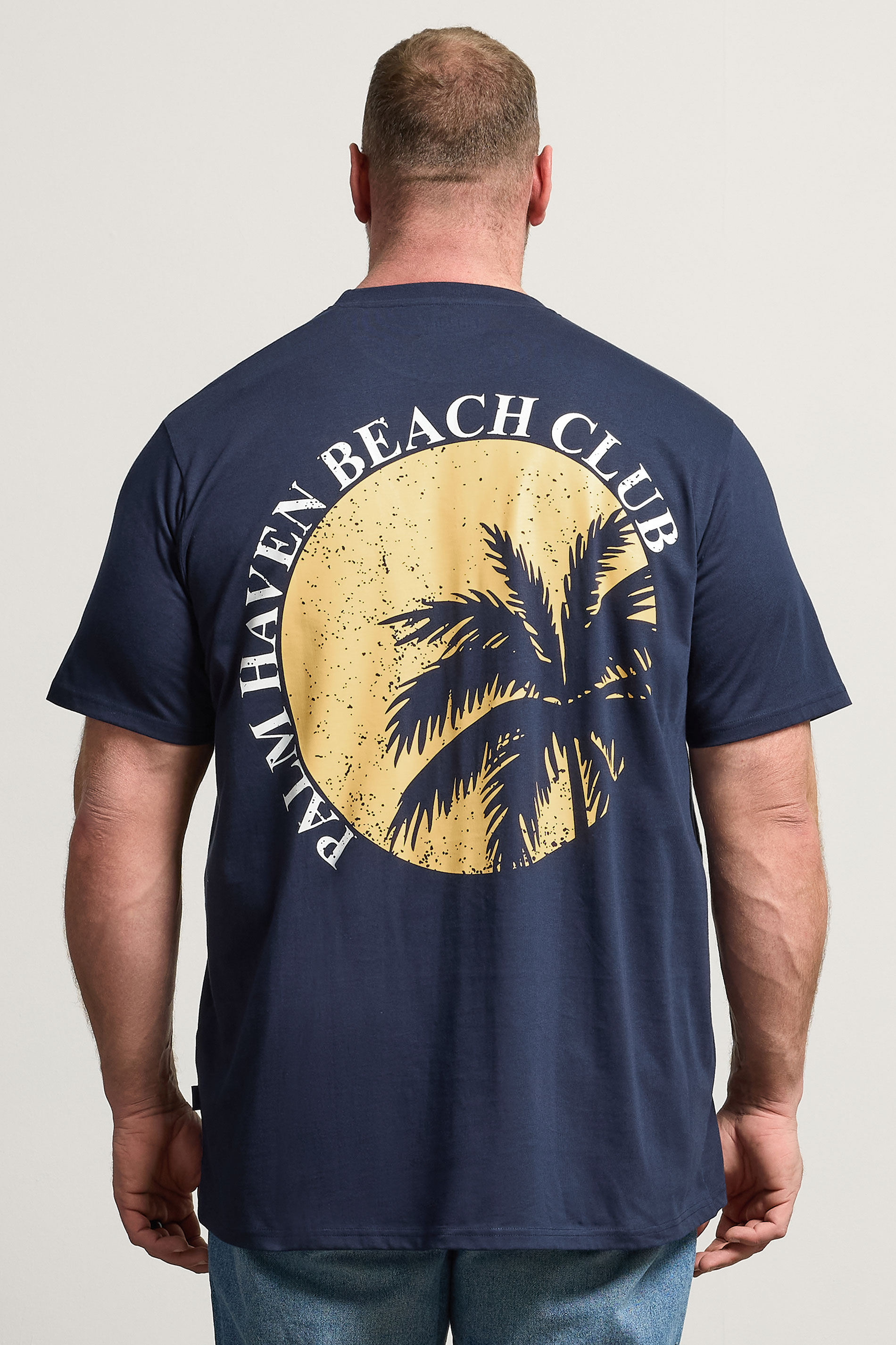 BadRhino Big & Tall Navy Blue Extra Long 'Palm Beach Club' Graphic T-Shirt | BadRhino 2