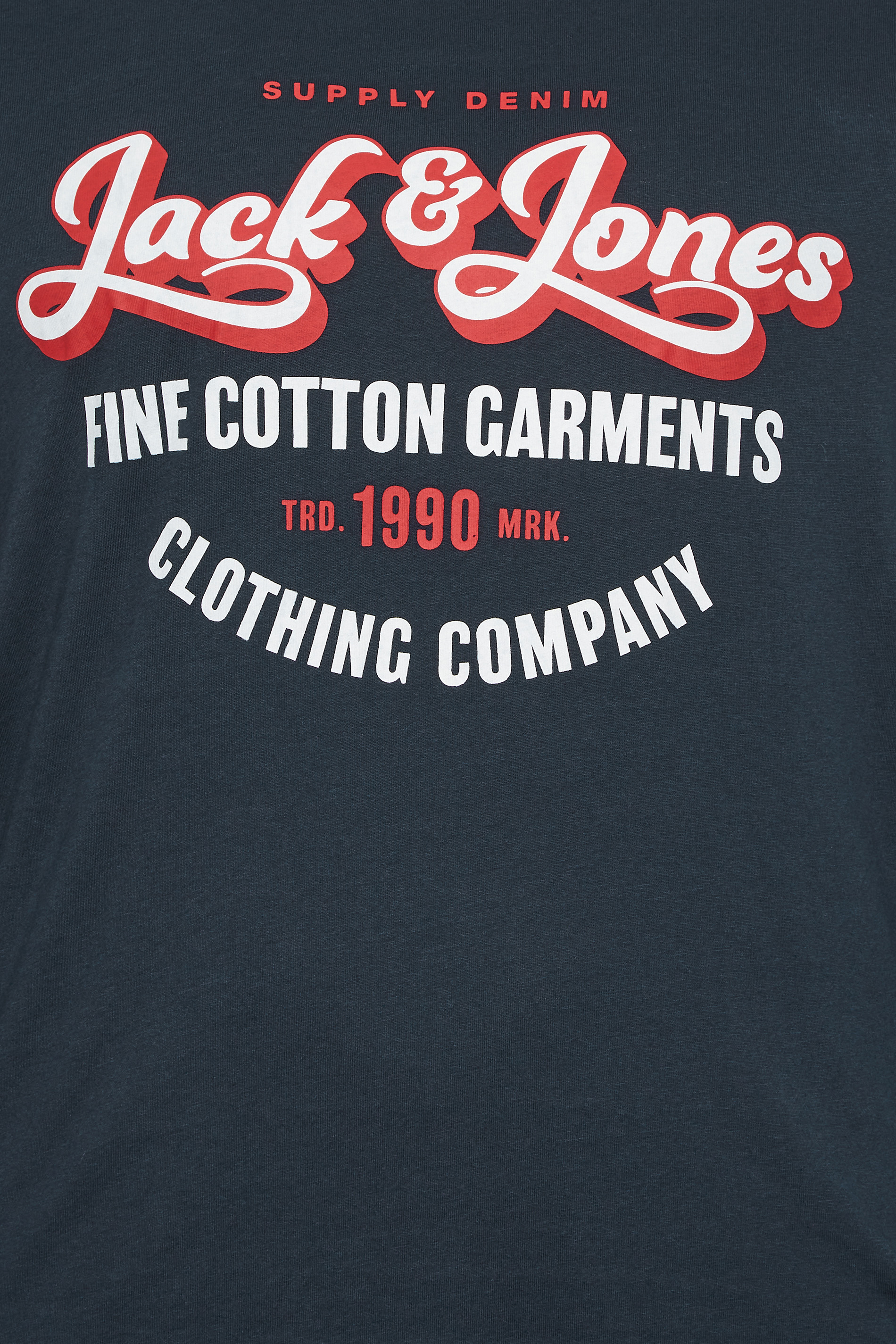 JACK & JONES Big & Tall Big & Tall Navy Blue Printed Long Sleeve T-Shirt | BadRhino 2