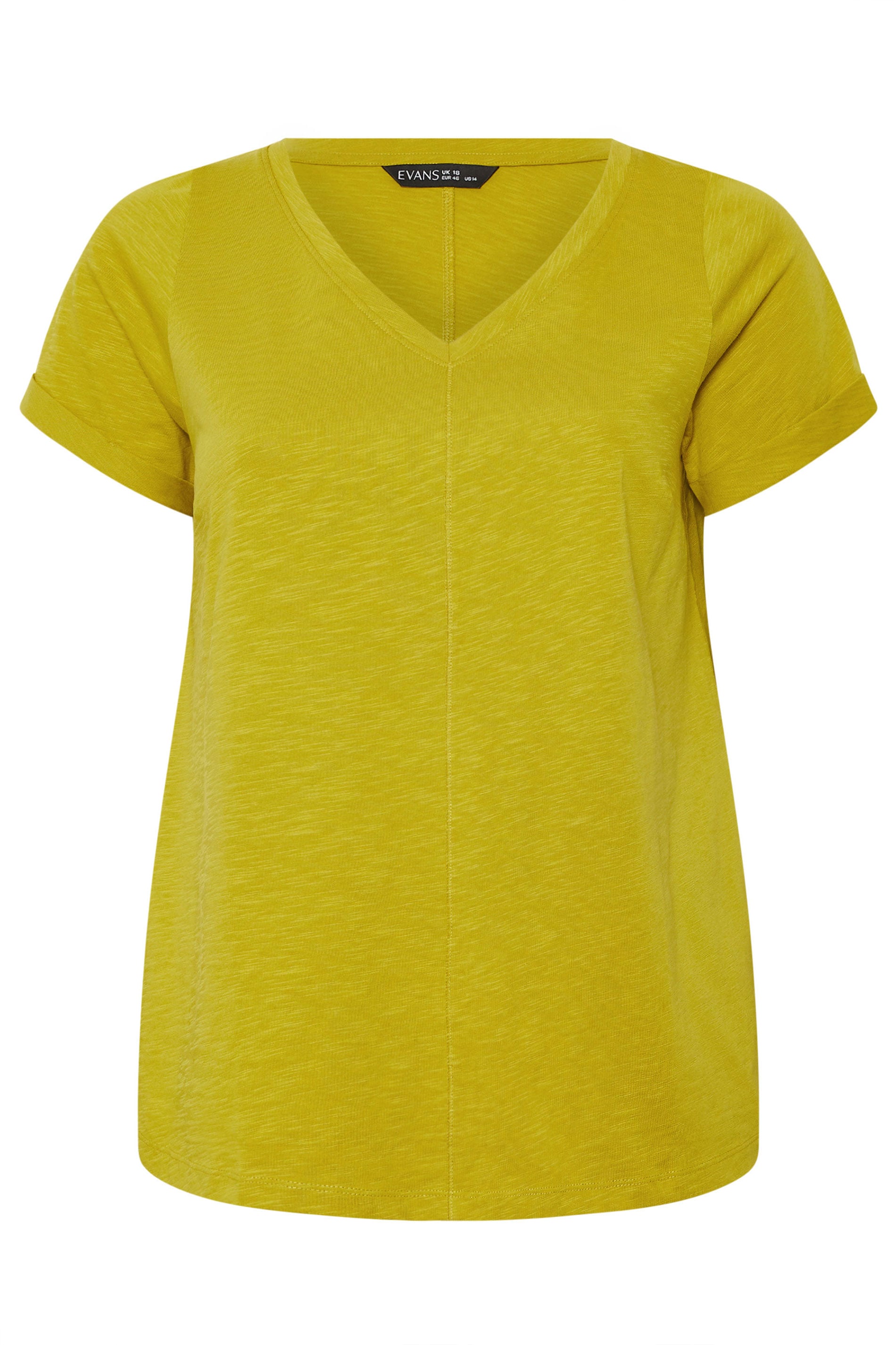 EVANS Plus Size Charteuse Green Premium Cotton T-Shirt | Evans 5