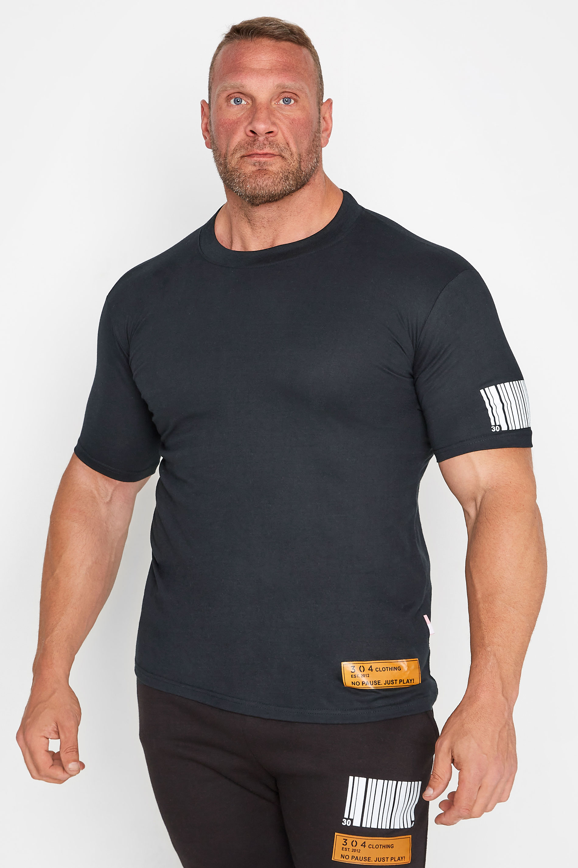 304 CLOTHING Big & Tall Black Barcode Tab T-Shirt | BadRhio 1