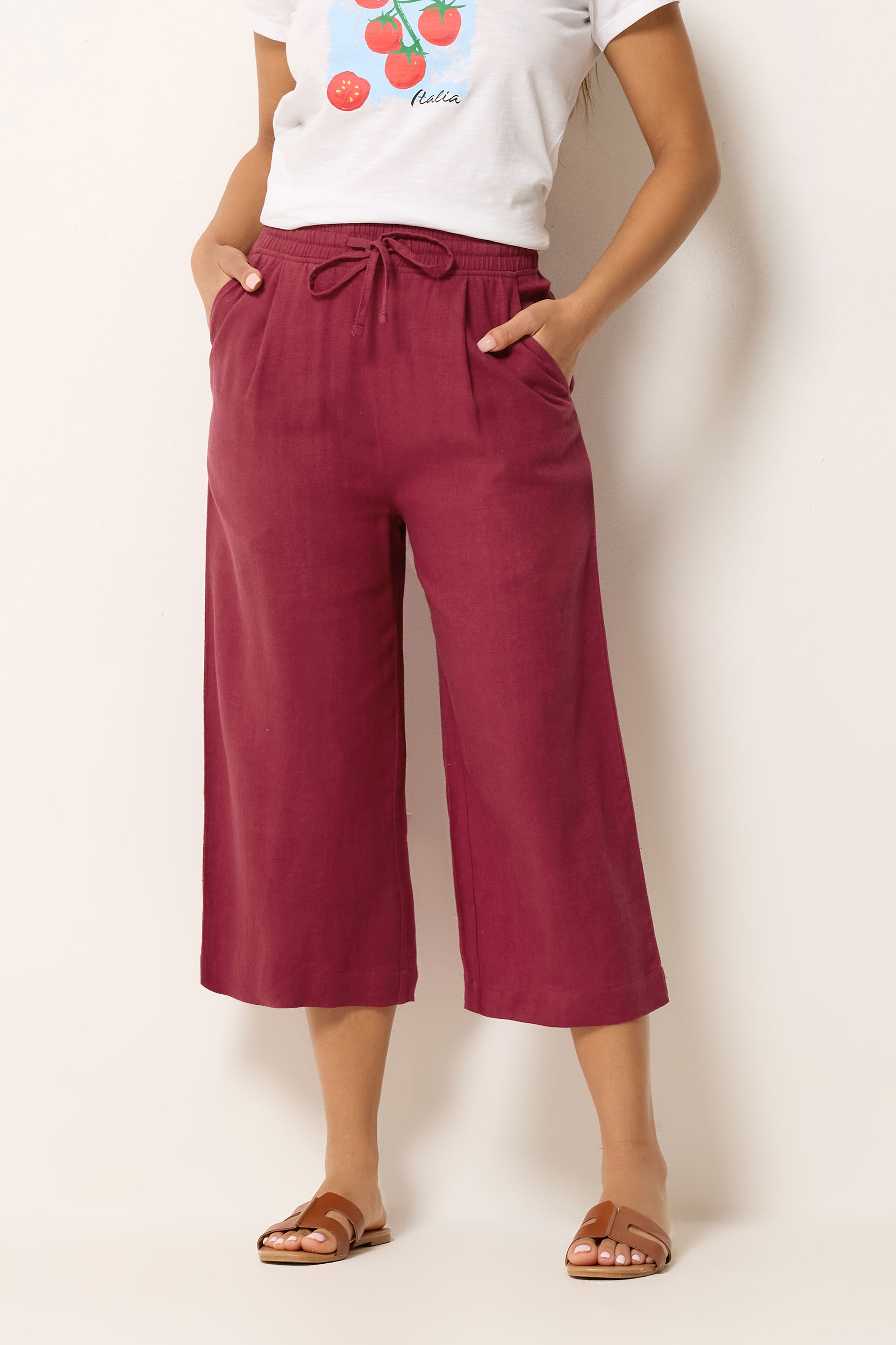 M&Co Berry Purple Linen Culottes | M&Co 1