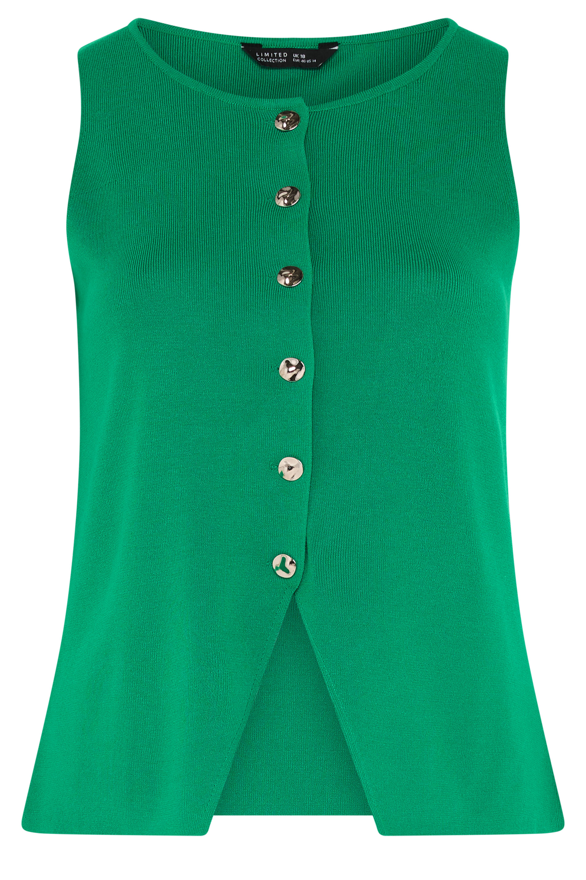 LIMITED COLLECTION Plus Size Green Knitted Waistcoat | Yours Clothing 5