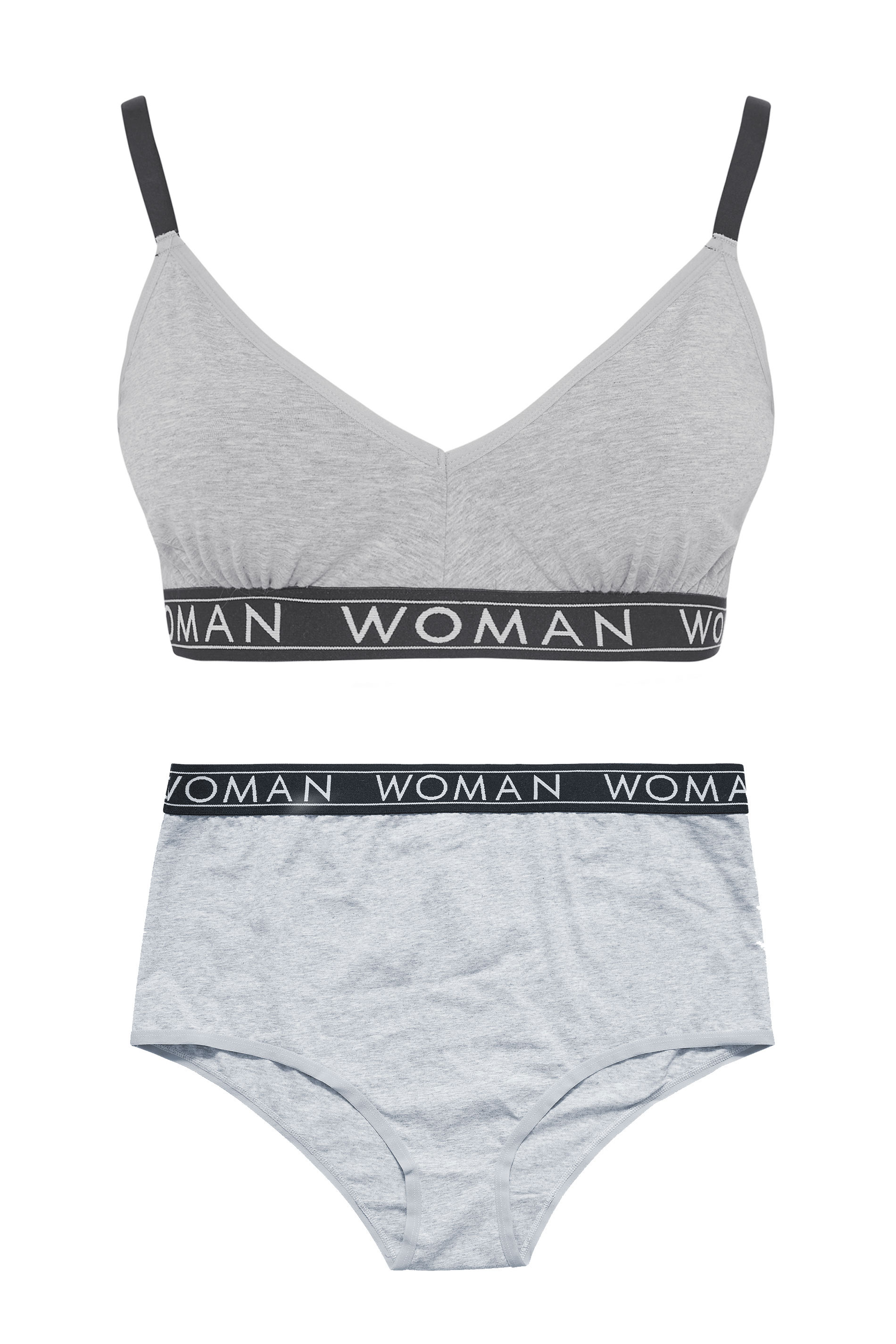 Plus Size Grey Woman Triangle Bralette Set | Yours Clothing 3