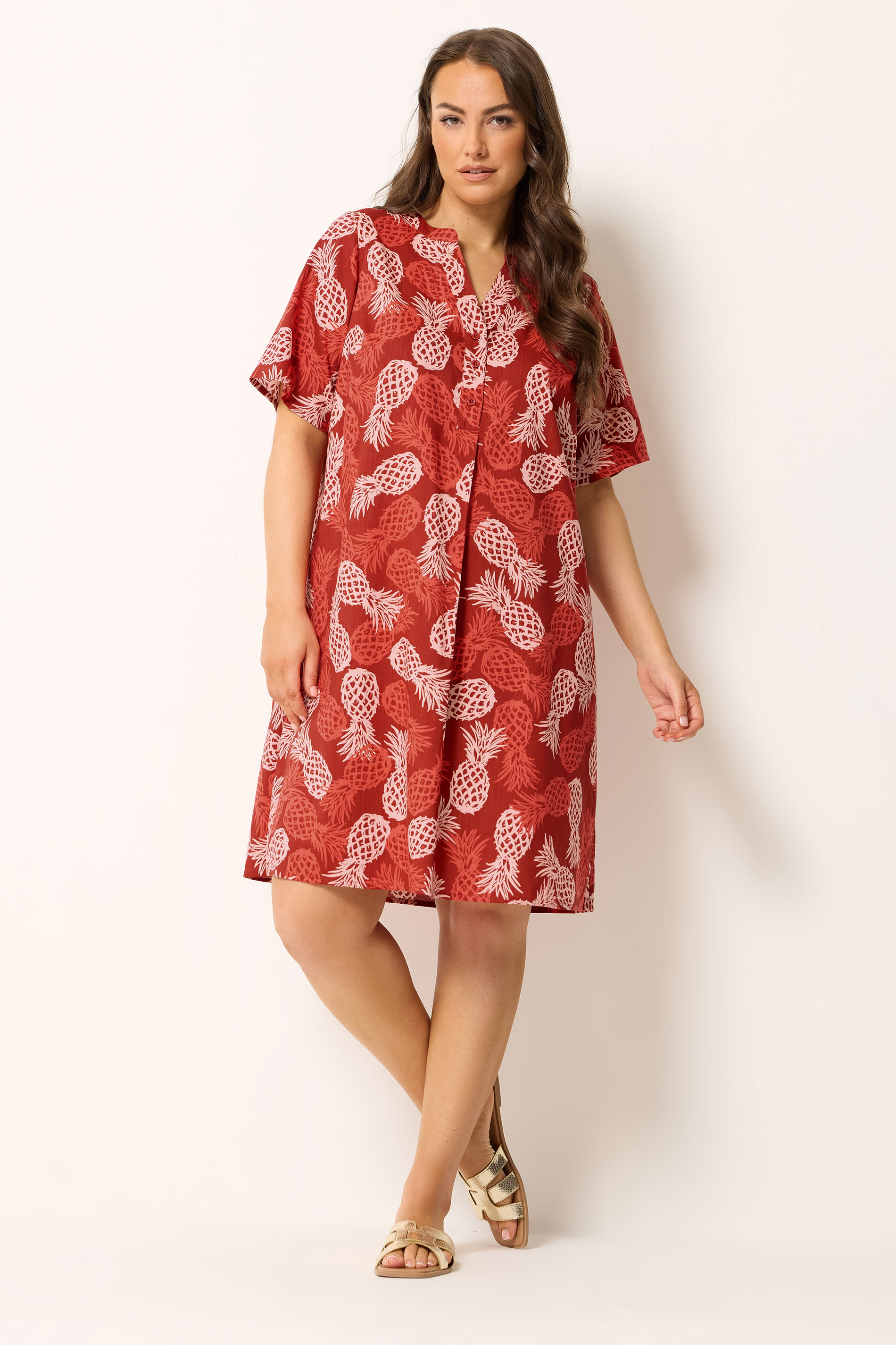 YOURS Plus Size Brown Pineapple Tunic Dress | Yours Clothing 1