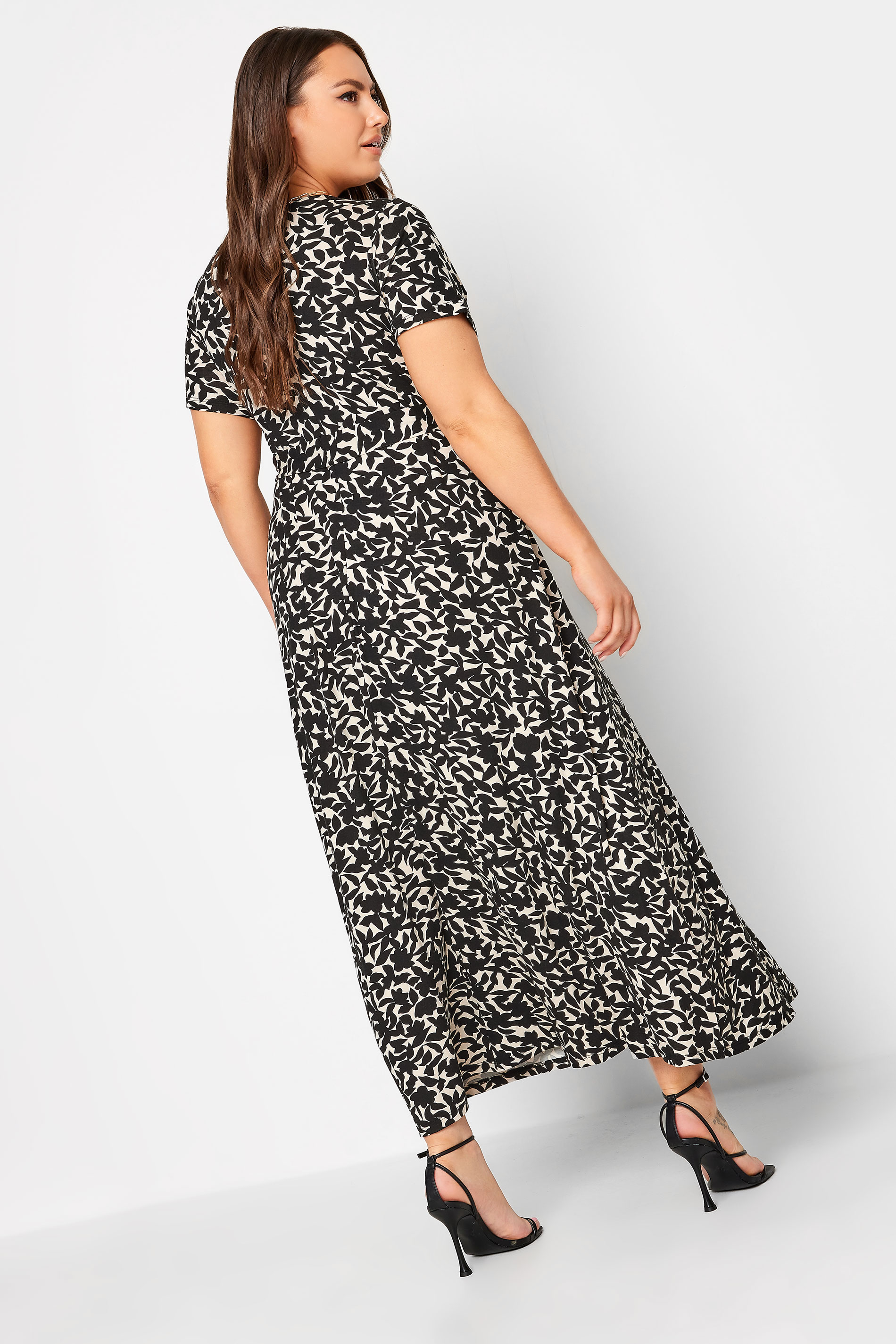 YOURS Plus Size Black Floral Print Wrap Maxi Dress | Yours Clothing 3