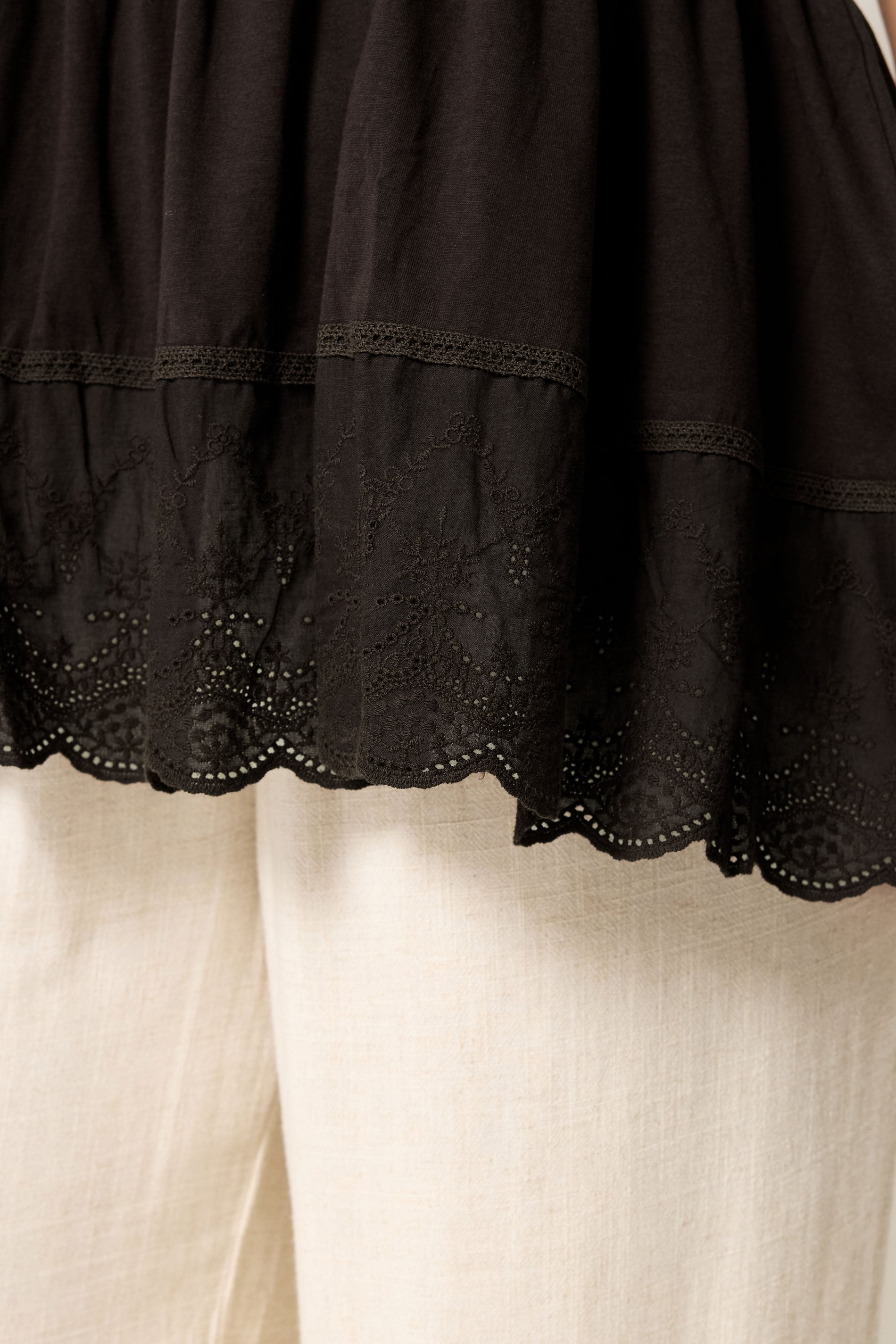 YOURS Plus Size Brown Broderie Anglaise Trim Peplum Top | Yours Clothing 4