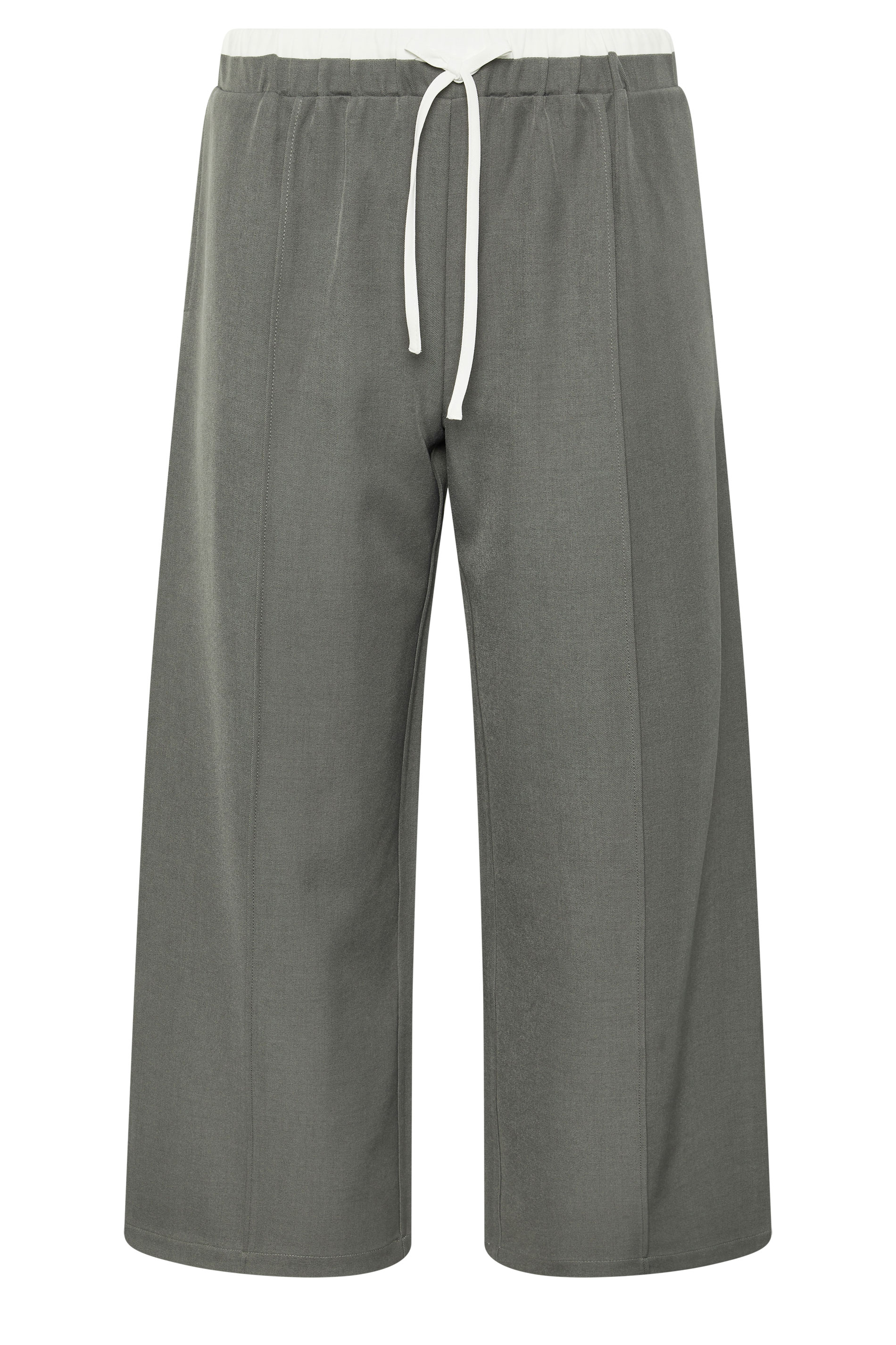 PixieGirl Petite Women's Grey Contrast Waist Wide Leg Trousers | PixieGirl 5