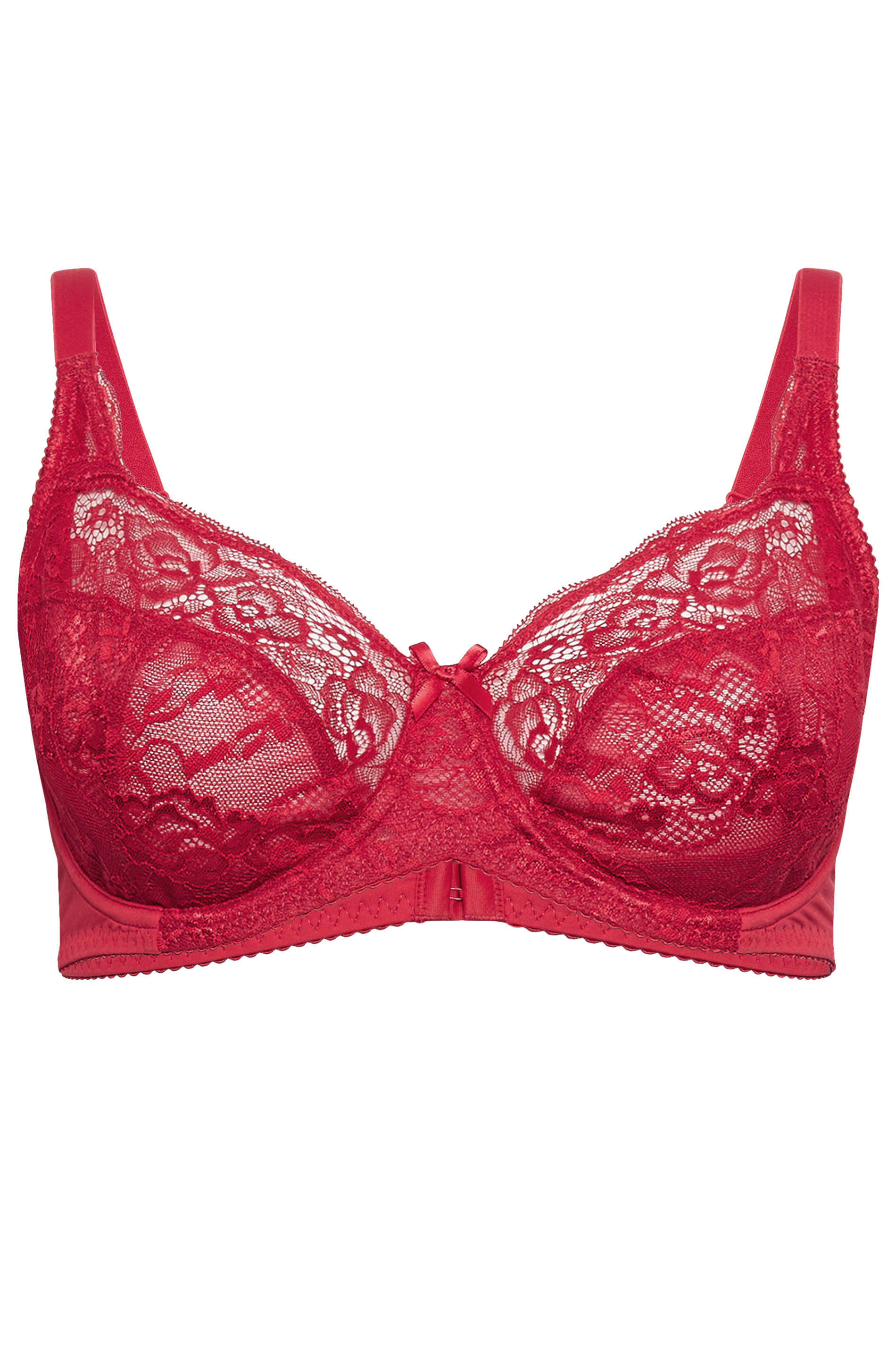 YOURS Plus Size Red Stretch Lace Non-Padded Underwired Balcony Bra