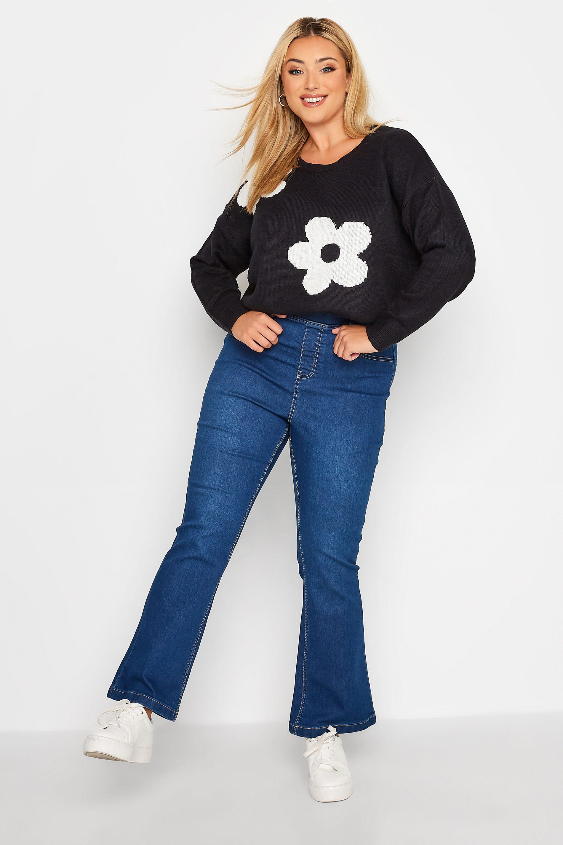 Plus Size Blue Pull-On HANNAH Bootcut Jeggings
