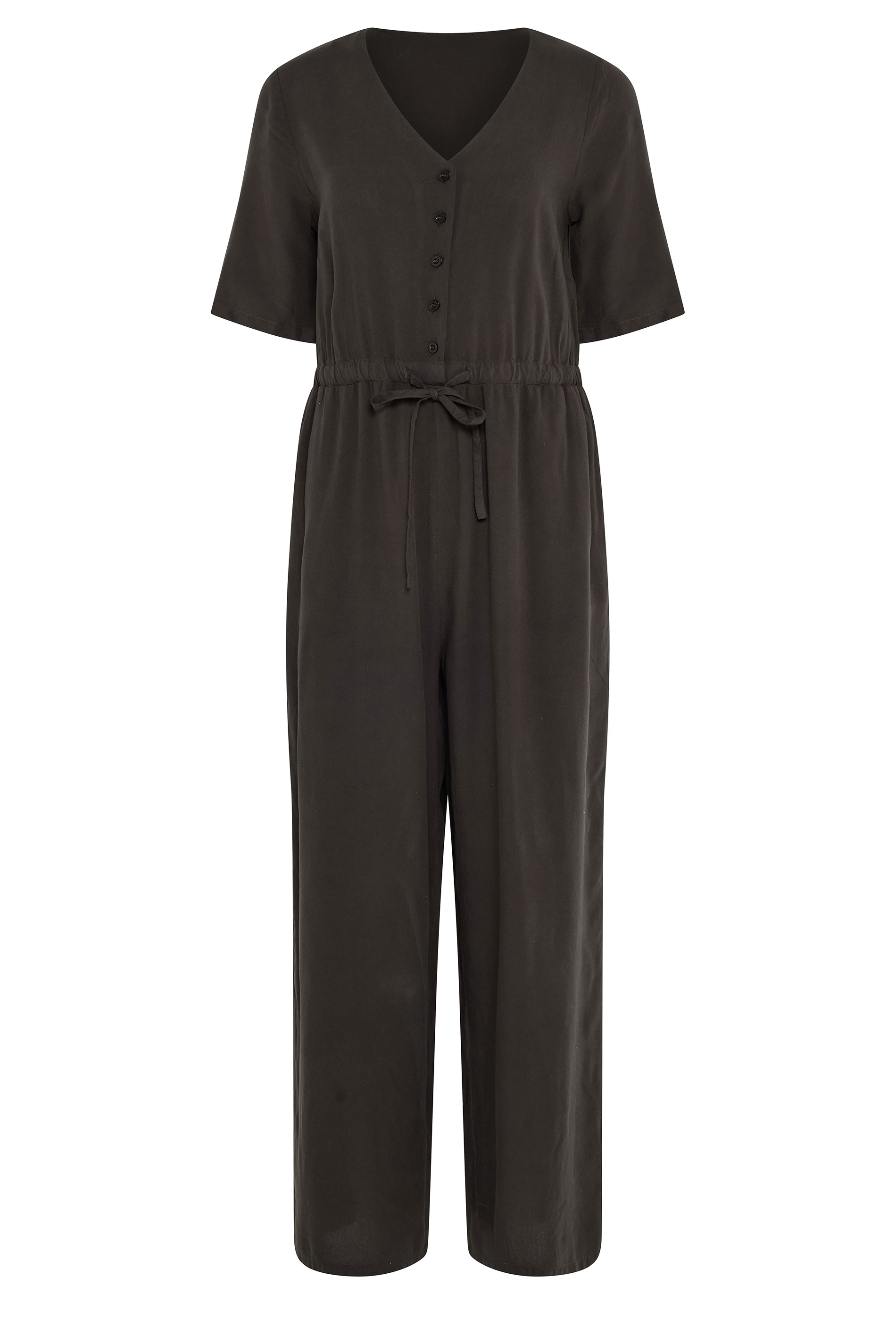M&Co Petite Chocolate Brown Tie Waist Jumpsuit | M&Co 5