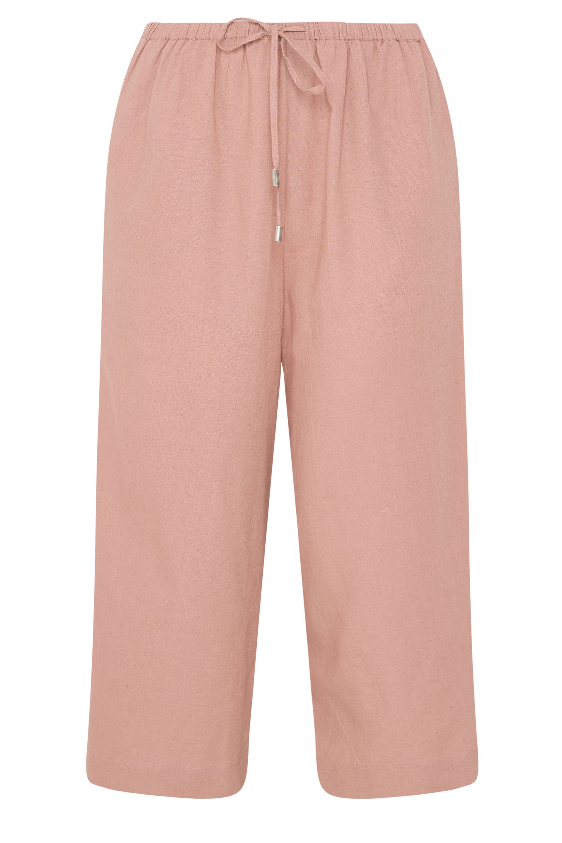EVANS Plus Size Pink Linen Cropped Trousers | Evans 7