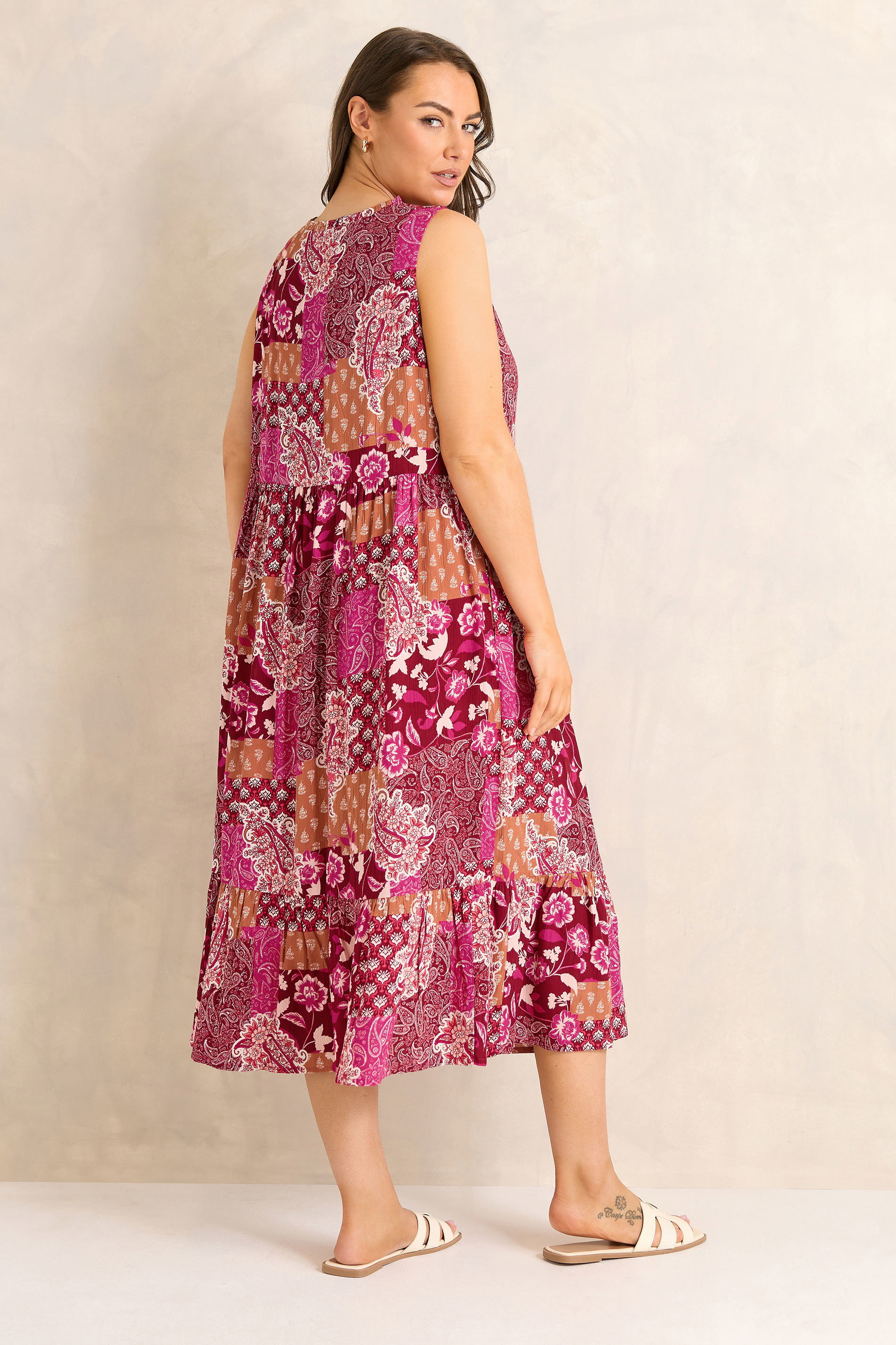 EVANS Plus Size Orange Paisley Tie Neck Dress 2