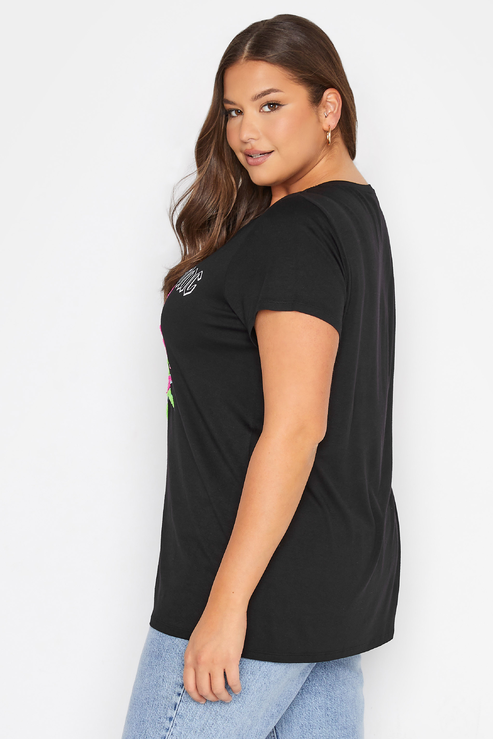 Grande taille  Tops Grande taille  T-Shirts | T-Shirt Noir en Jersey 'Wild and Strong' - TU98936