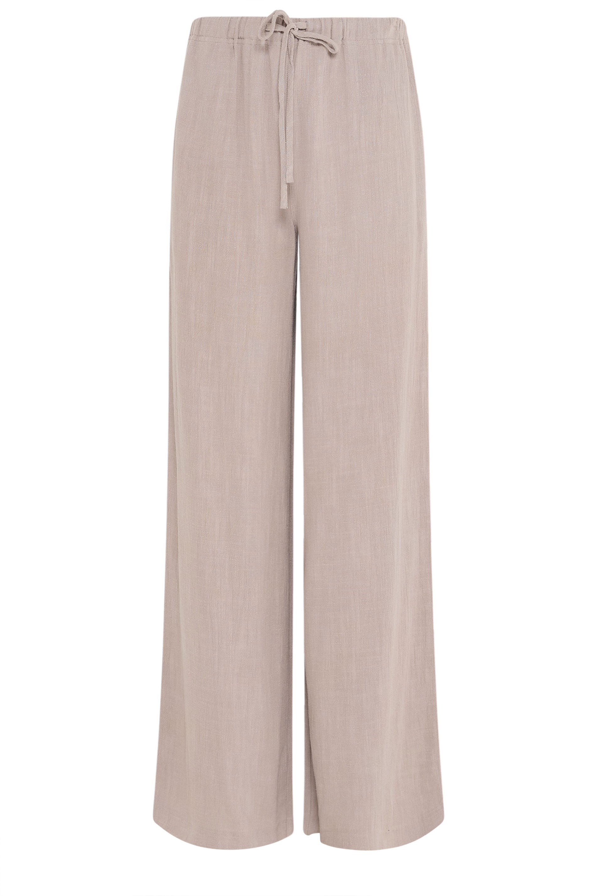 LTS Tall Women's Natural Brown Wide Leg Linen Trousers | Long Tall Sally 5