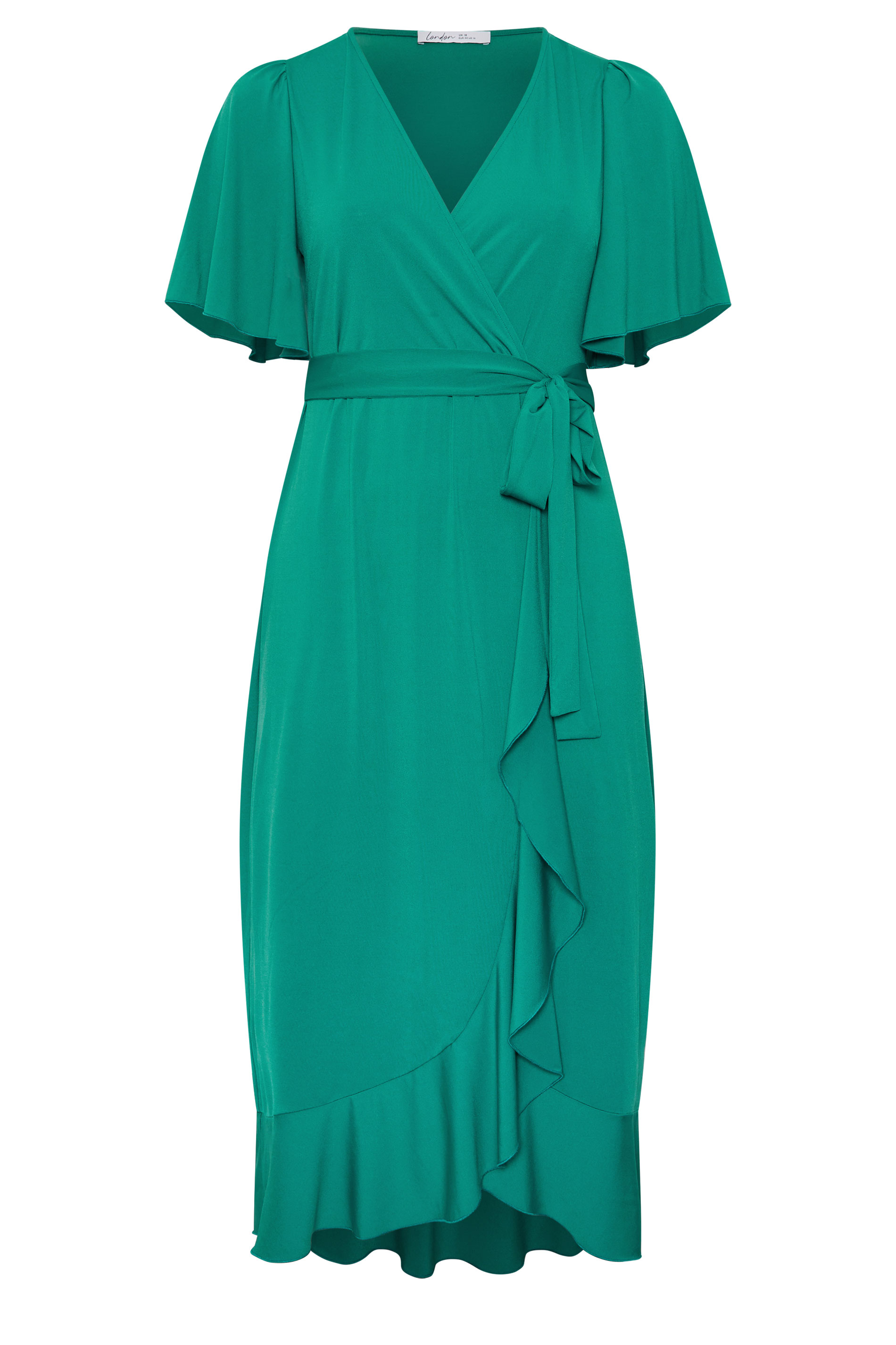 YOURS LONDON Plus Size Blue Ruffle Wrap Dress | Yours Clothing 5